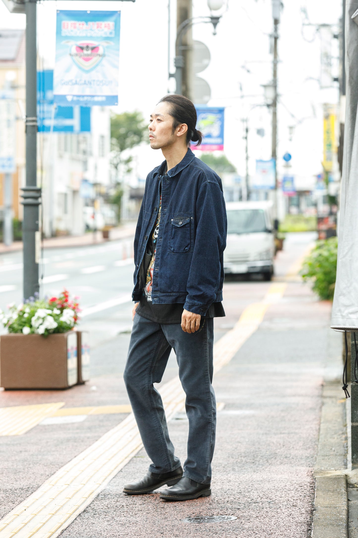 NULABEL / 522-204 URUSHI COATED DENIM TRUCKER JACKET - COAL BLACK