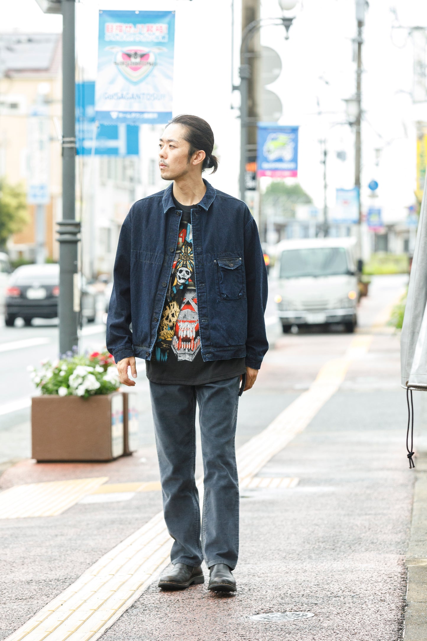 NULABEL / 522-204 URUSHI COATED DENIM TRUCKER JACKET - COAL BLACK