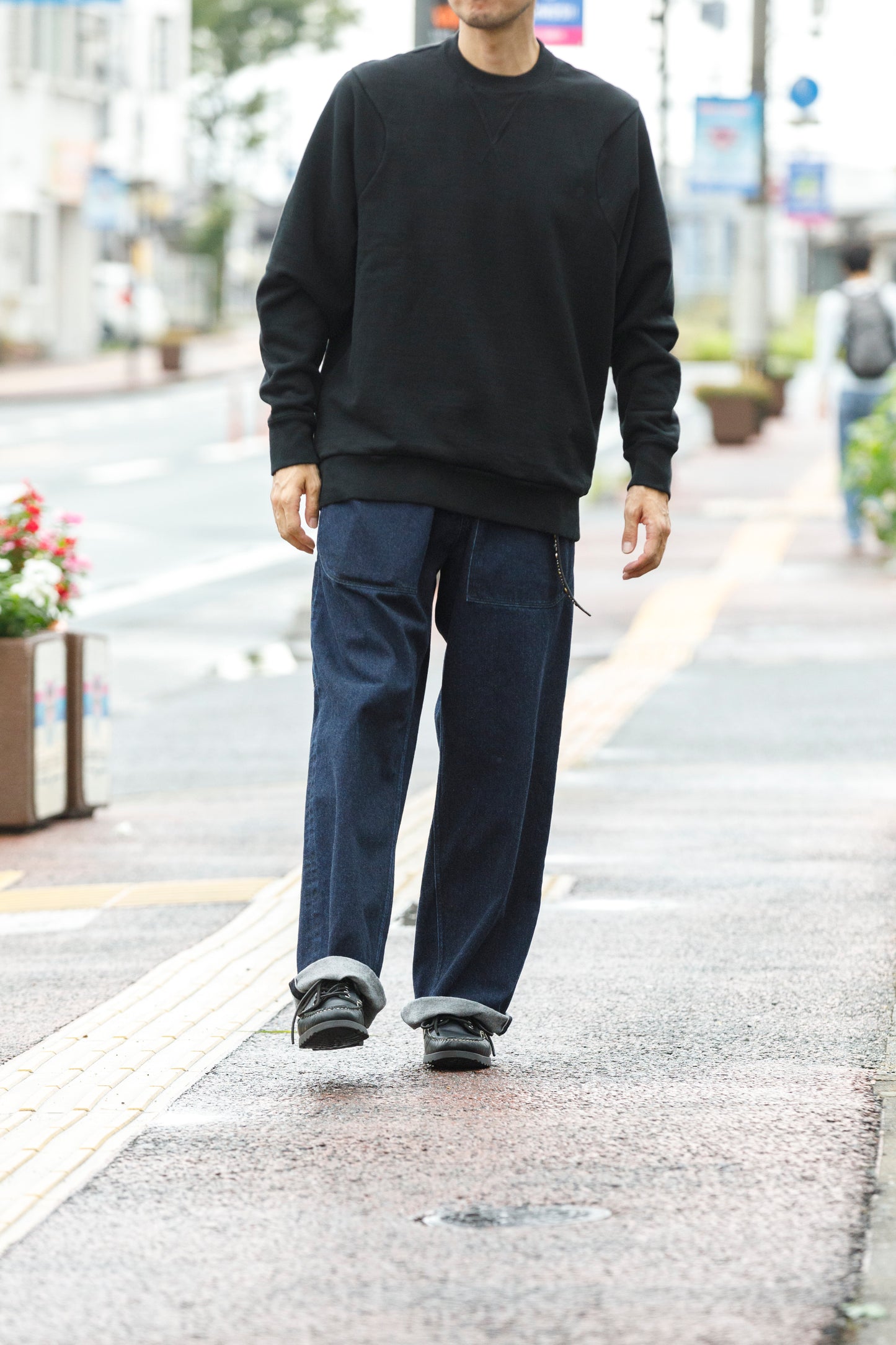 NULABEL / 522-701 URUSHI COATED DENIM TROUSERS - COAL BLACK