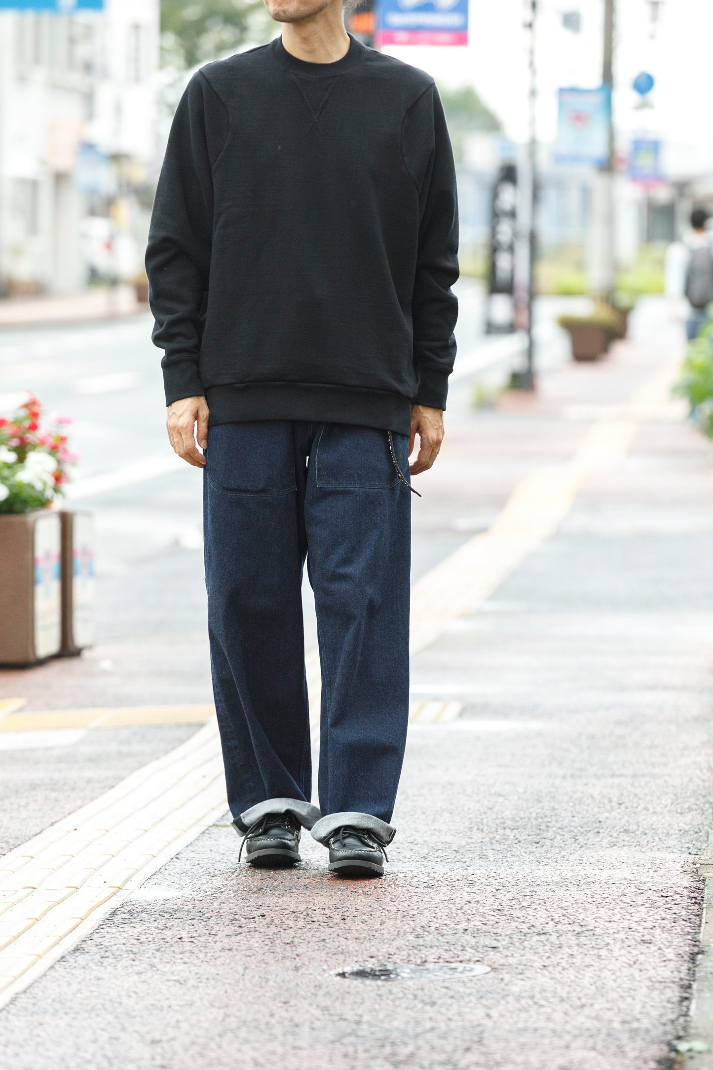 NULABEL / 522-701 URUSHI COATED DENIM TROUSERS - COAL BLACK