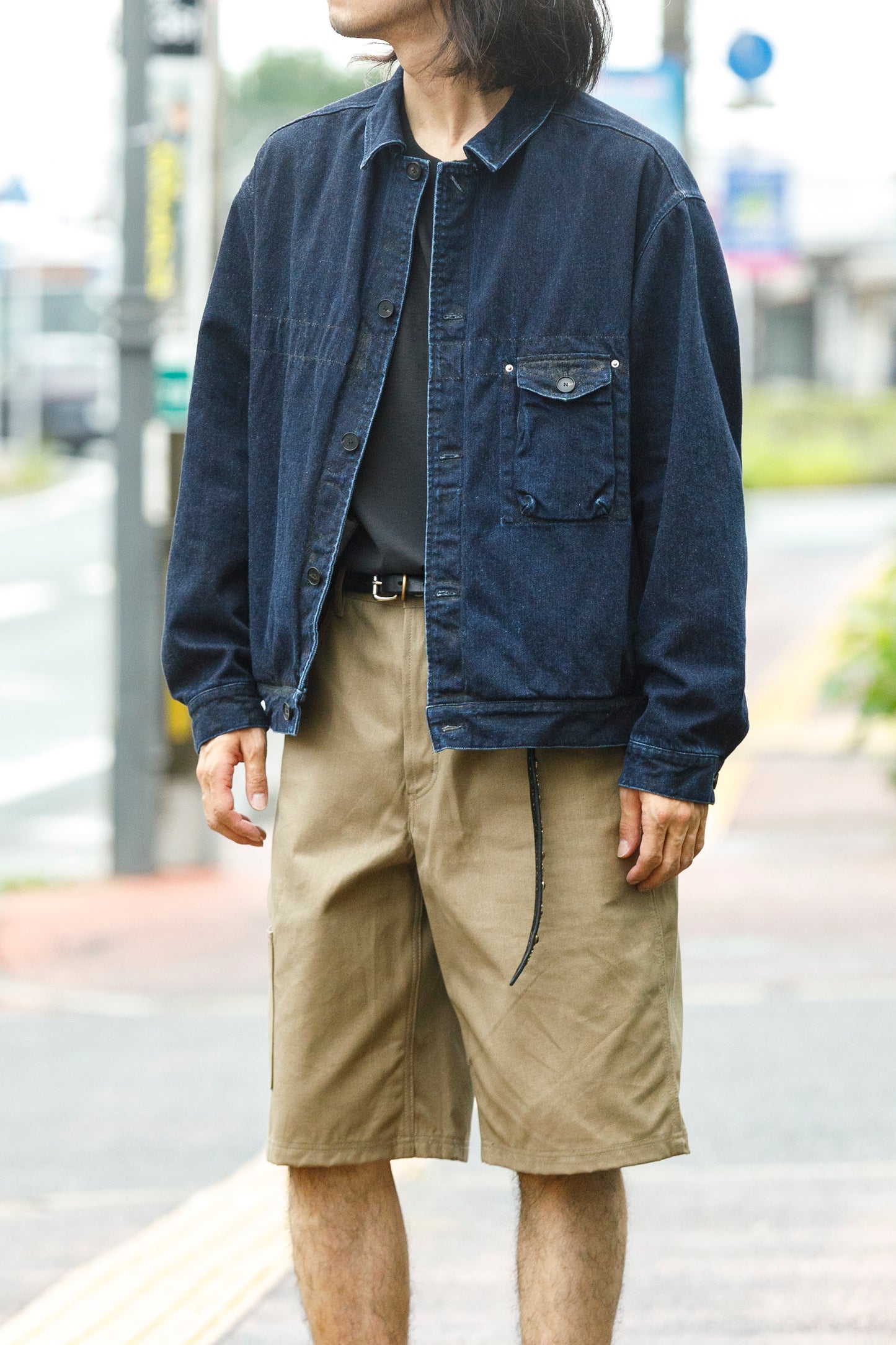 NULABEL / 522-204 URUSHI COATED DENIM TRUCKER JACKET - COAL BLACK