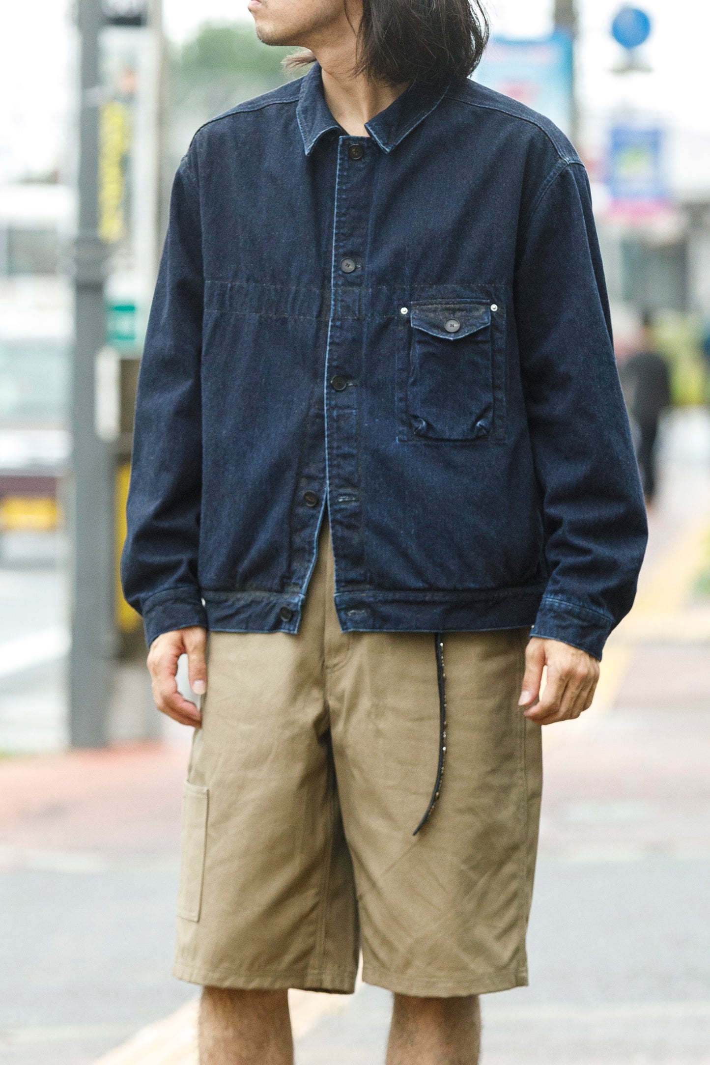 NULABEL / 522-204 URUSHI COATED DENIM TRUCKER JACKET - COAL BLACK