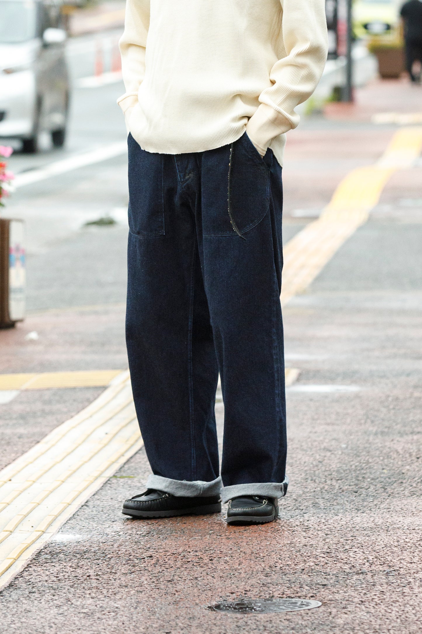 NULABEL / 522-701 URUSHI COATED DENIM TROUSERS - COAL BLACK