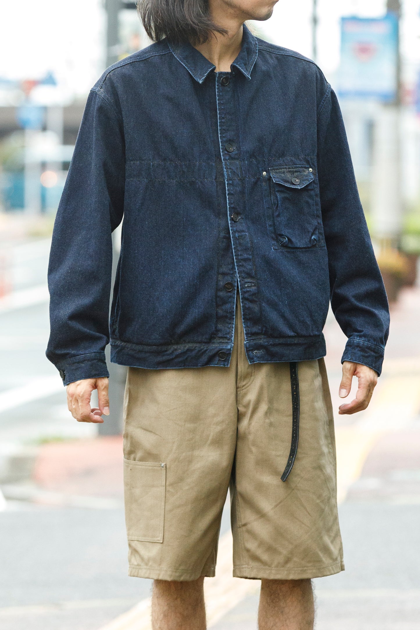 NULABEL / 522-204 URUSHI COATED DENIM TRUCKER JACKET - COAL BLACK