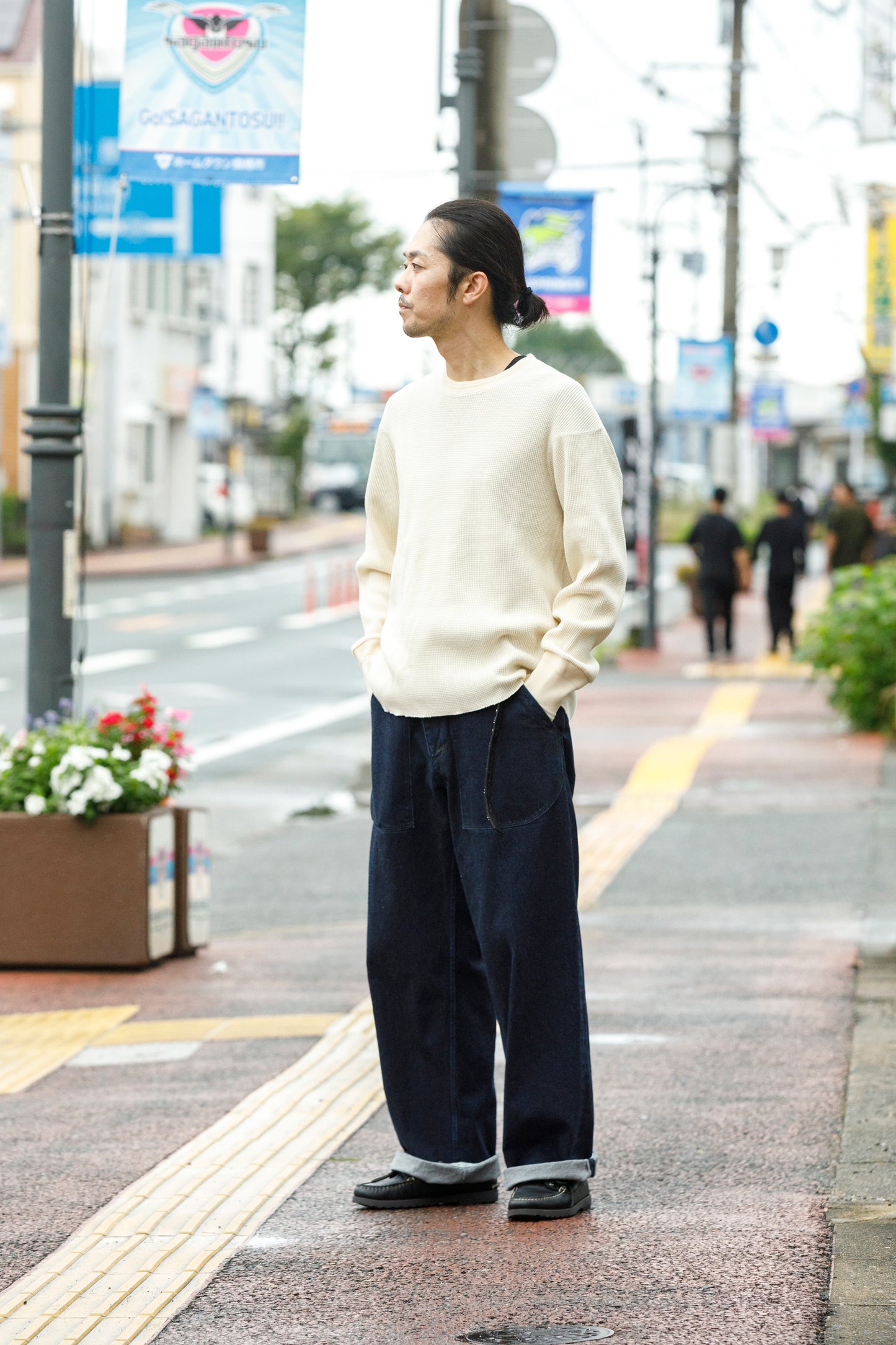 NULABEL / 522-701 URUSHI COATED DENIM TROUSERS - COAL BLACK