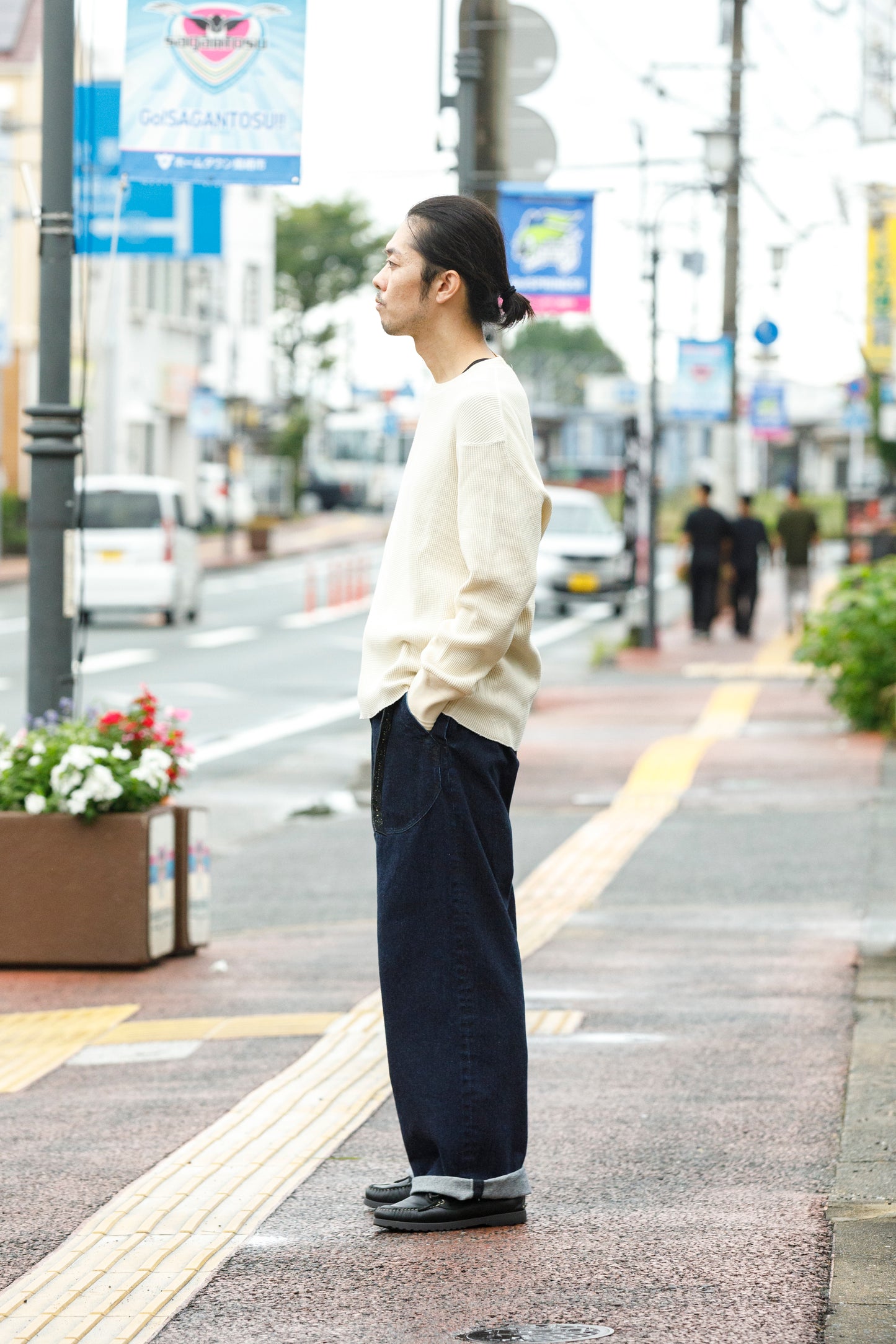 NULABEL / 522-701 URUSHI COATED DENIM TROUSERS - COAL BLACK