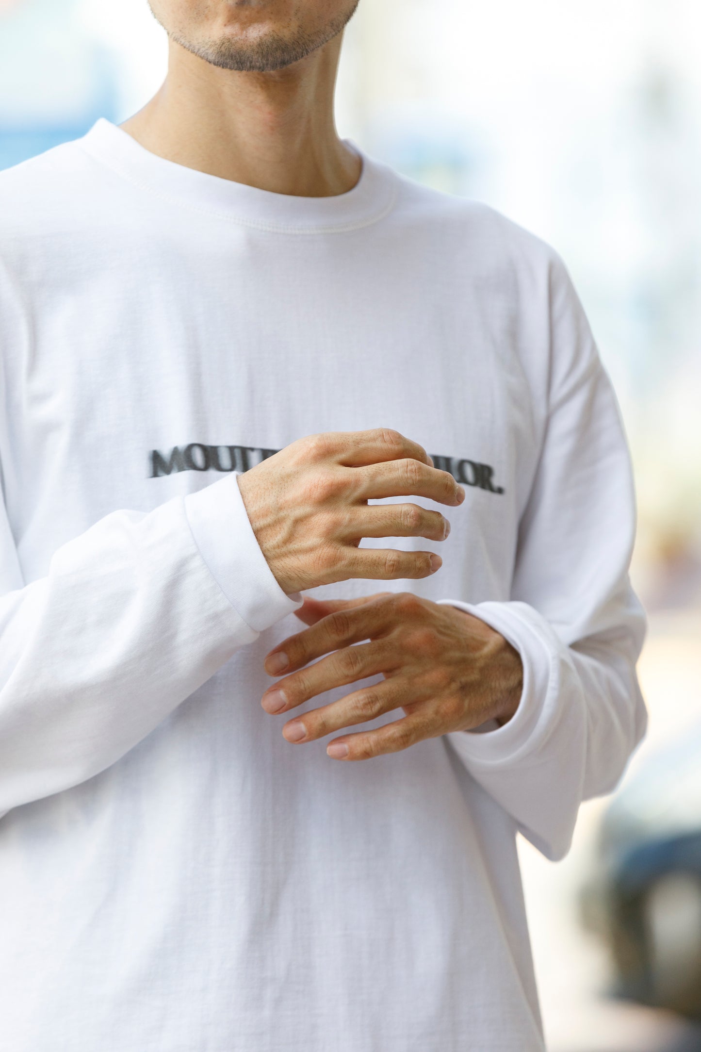 MOUT RECON TAILOR / MT1810 BLUR LOGO LONG SLEEVE T-SHIRT - White