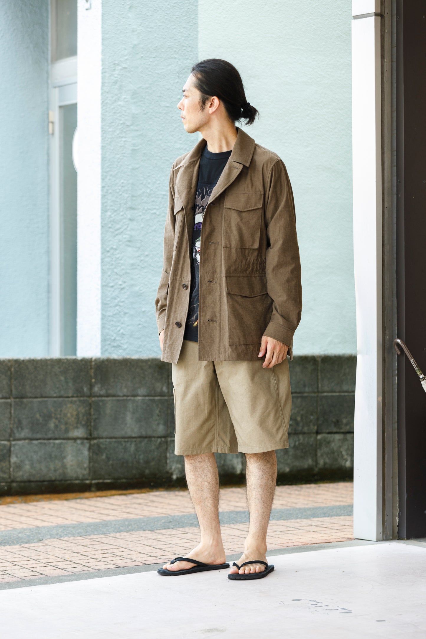 山内 25121-wa/2plyキュプラ×鉄媒染コットン・フィールドジャケット - brown(洗い加工)