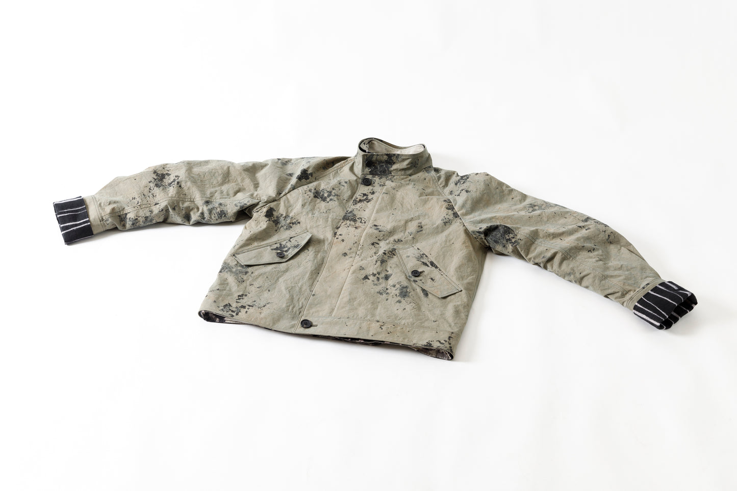 山内 25221 / 3wayシールドコットン・ジップジャケット - khaki × arimatsu black