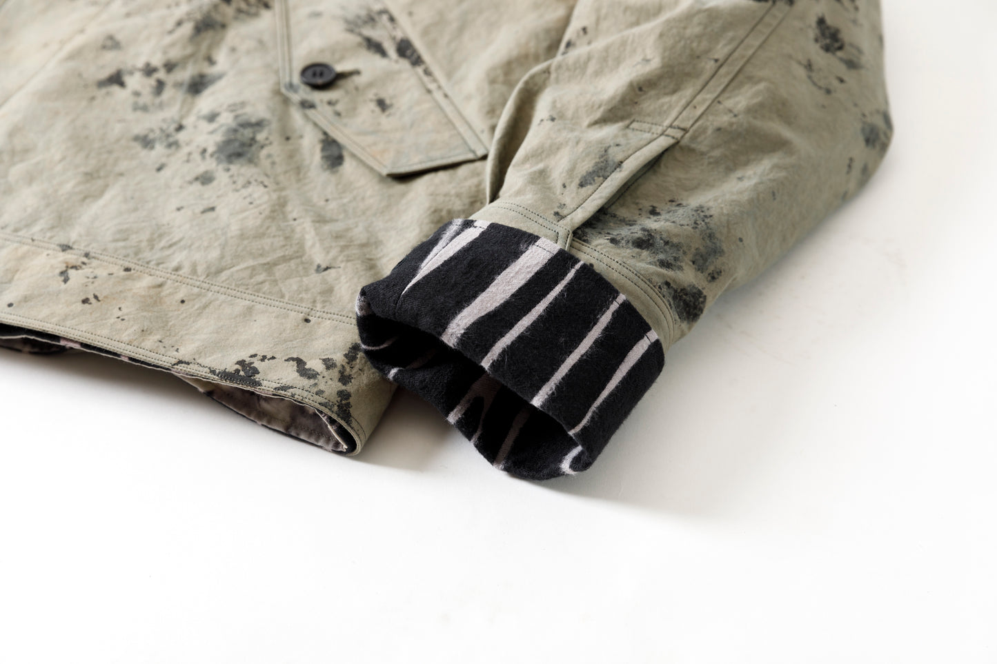 山内 25221 / 3wayシールドコットン・ジップジャケット - khaki × arimatsu black
