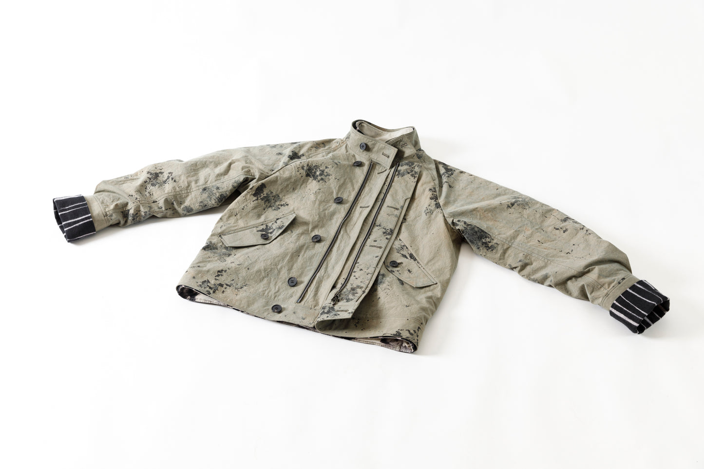 山内 25221 / 3wayシールドコットン・ジップジャケット - khaki × arimatsu black