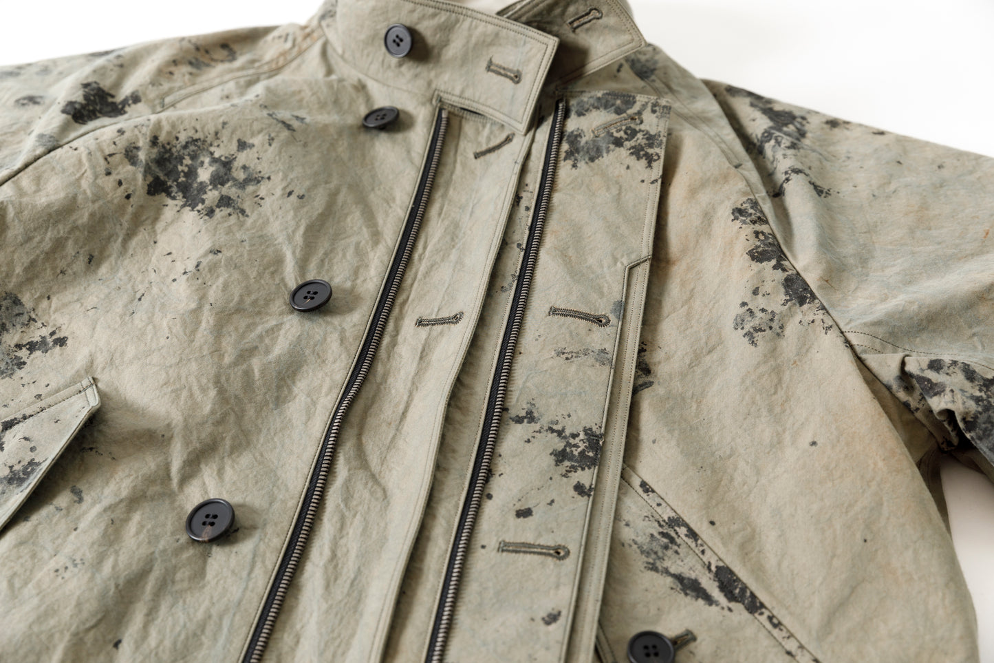 山内 25221 / 3wayシールドコットン・ジップジャケット - khaki × arimatsu black