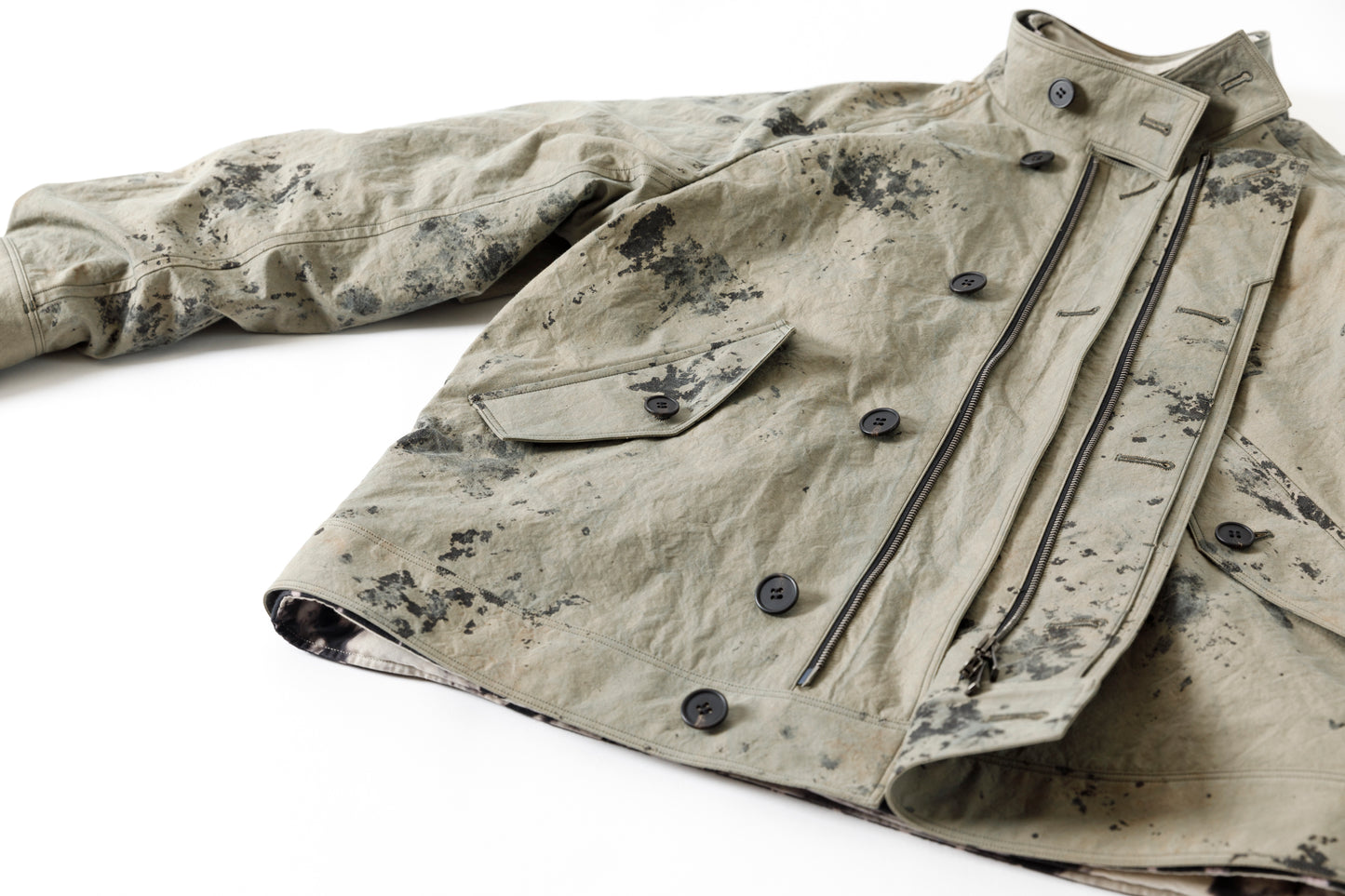 山内 25221 / 3wayシールドコットン・ジップジャケット - khaki × arimatsu black