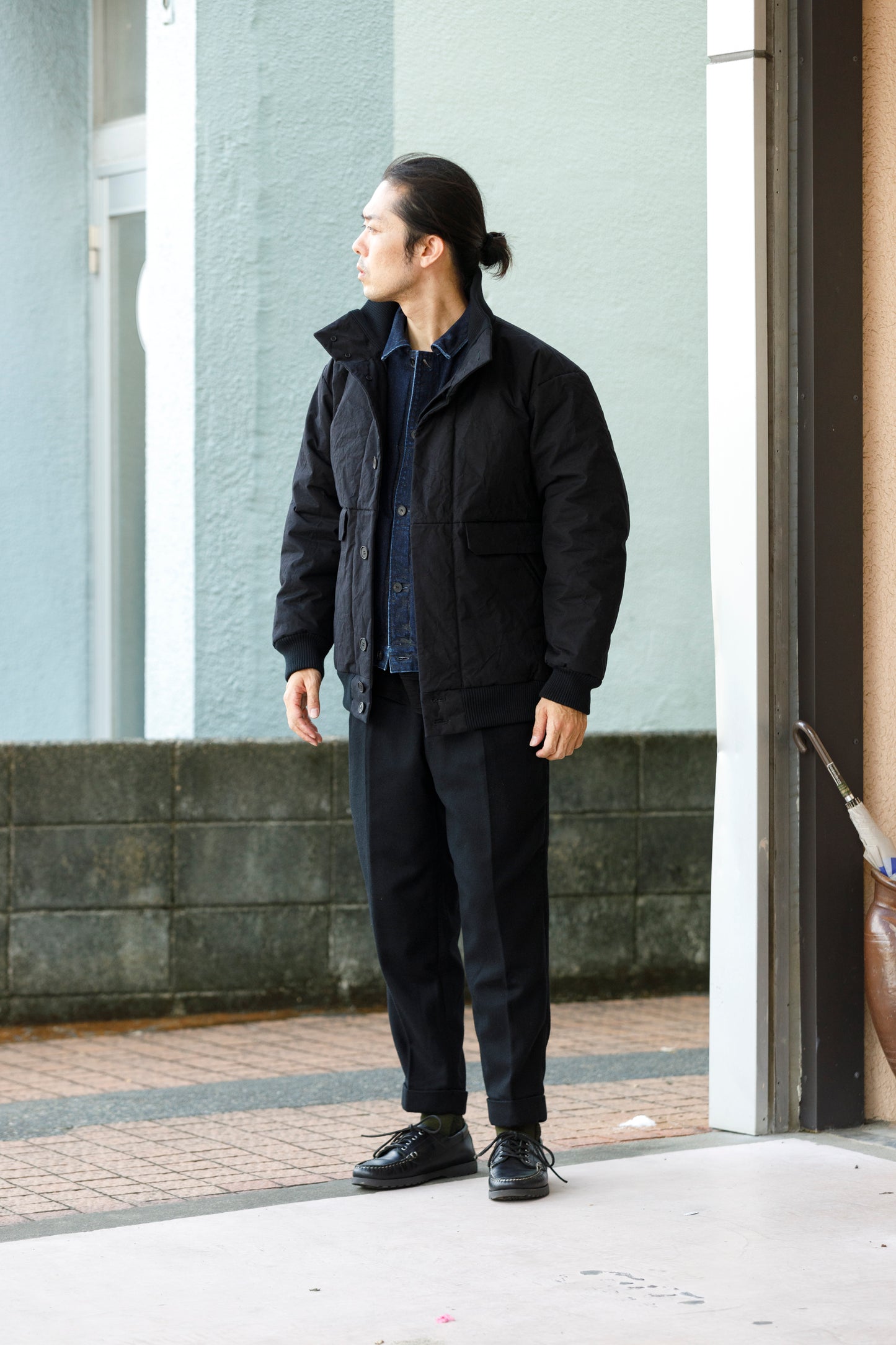 山内 25222-co / シールドコットン・ヘビークロス中綿入りブルゾン - Black