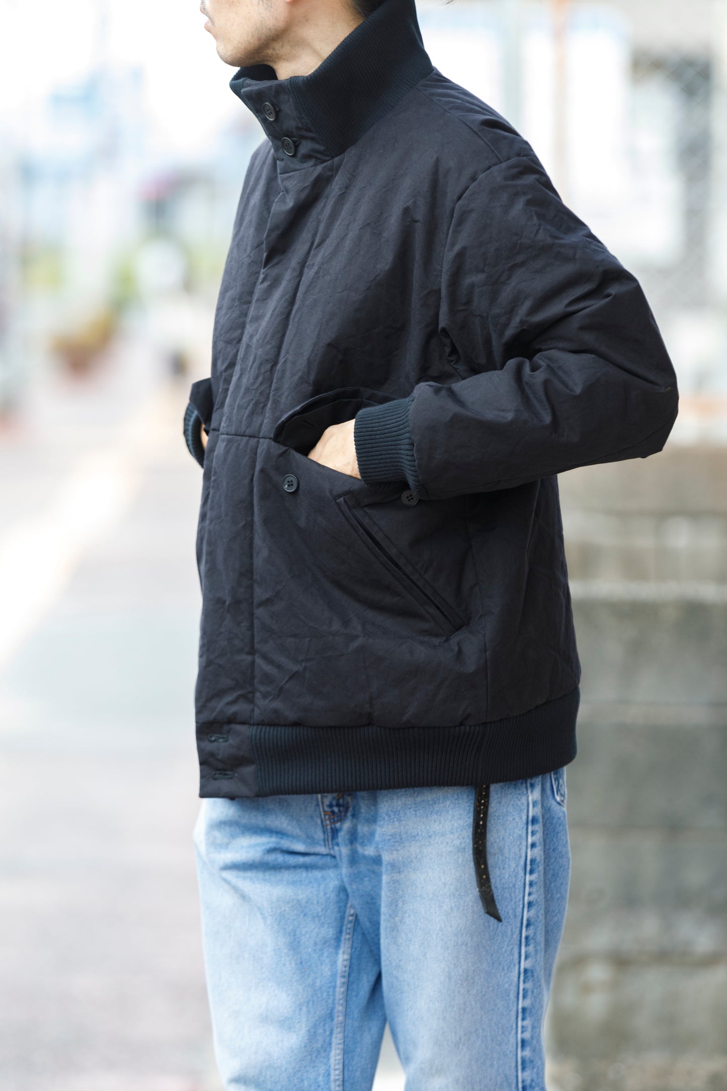 山内 25222-co / シールドコットン・ヘビークロス中綿入りブルゾン - Black