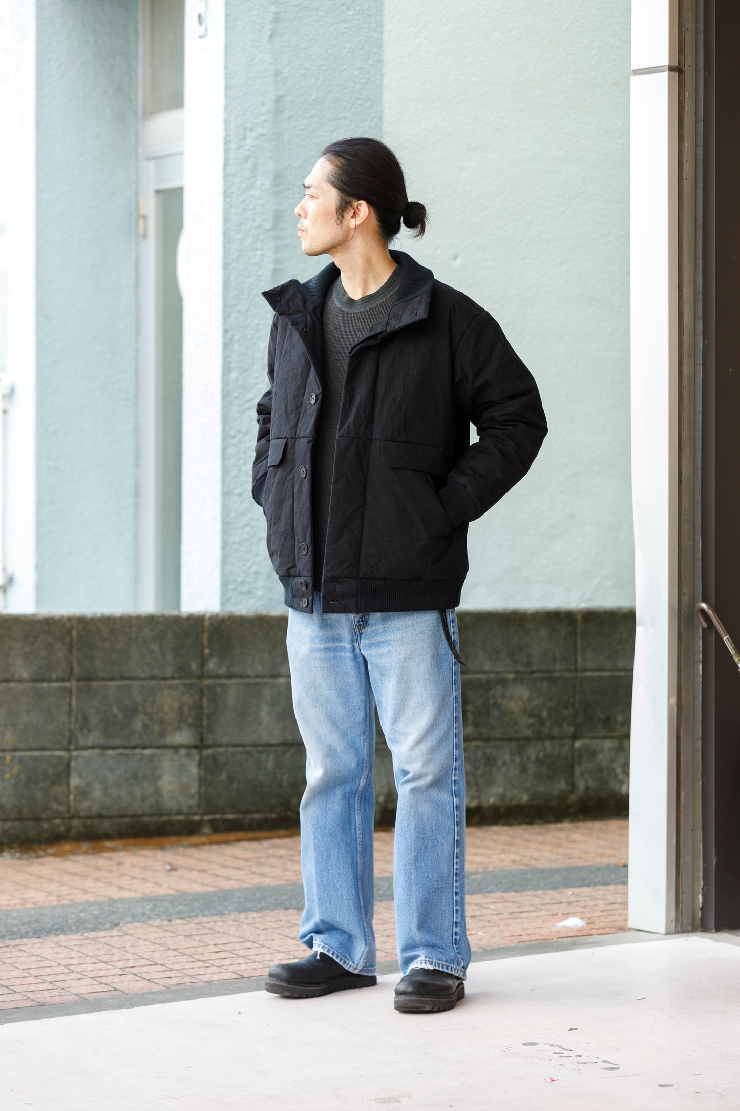 山内 25222-co / シールドコットン・ヘビークロス中綿入りブルゾン - Black