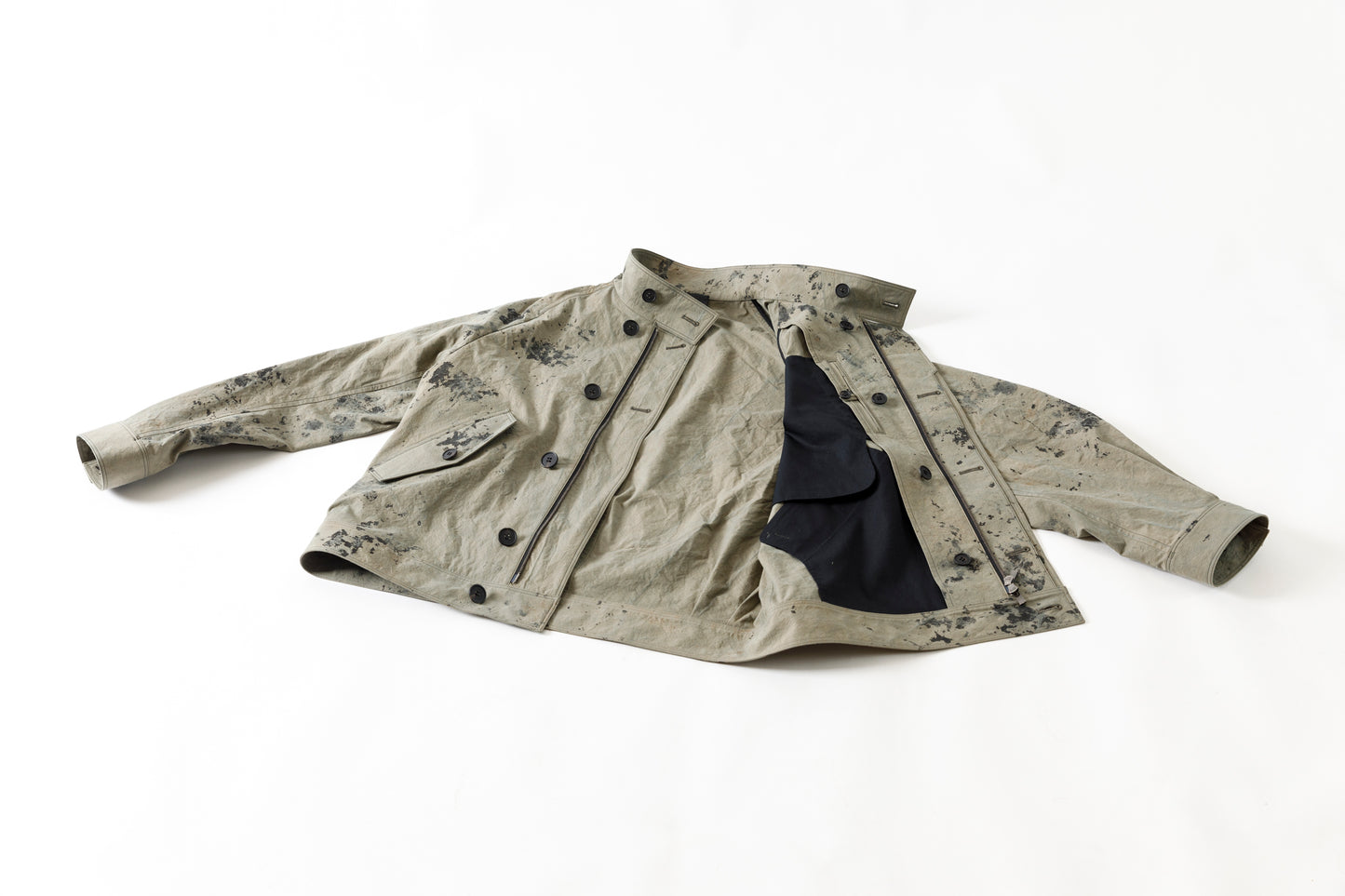 山内 25221 / 3wayシールドコットン・ジップジャケット - khaki × arimatsu black