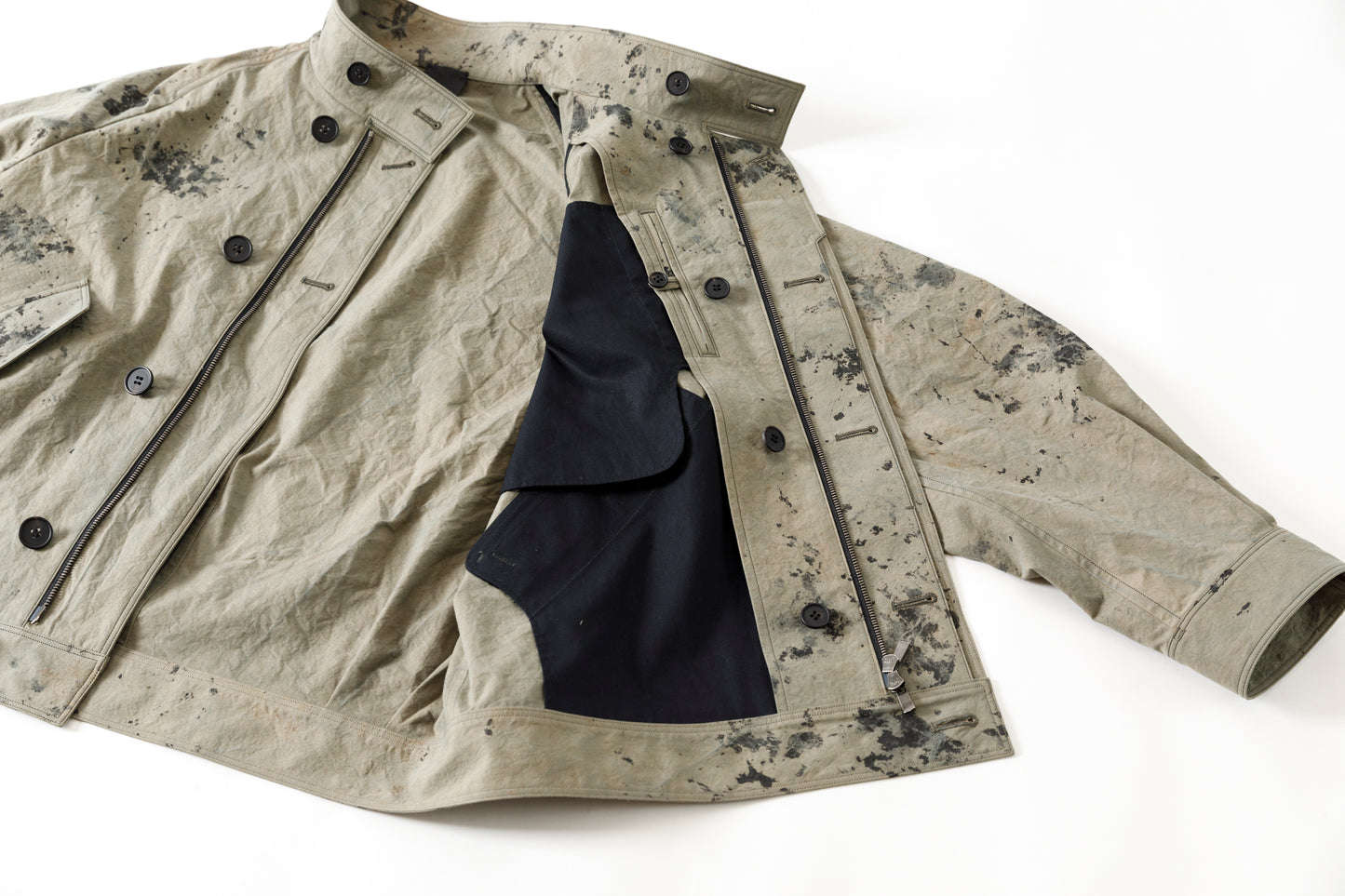 山内 25221 / 3wayシールドコットン・ジップジャケット - khaki × arimatsu black