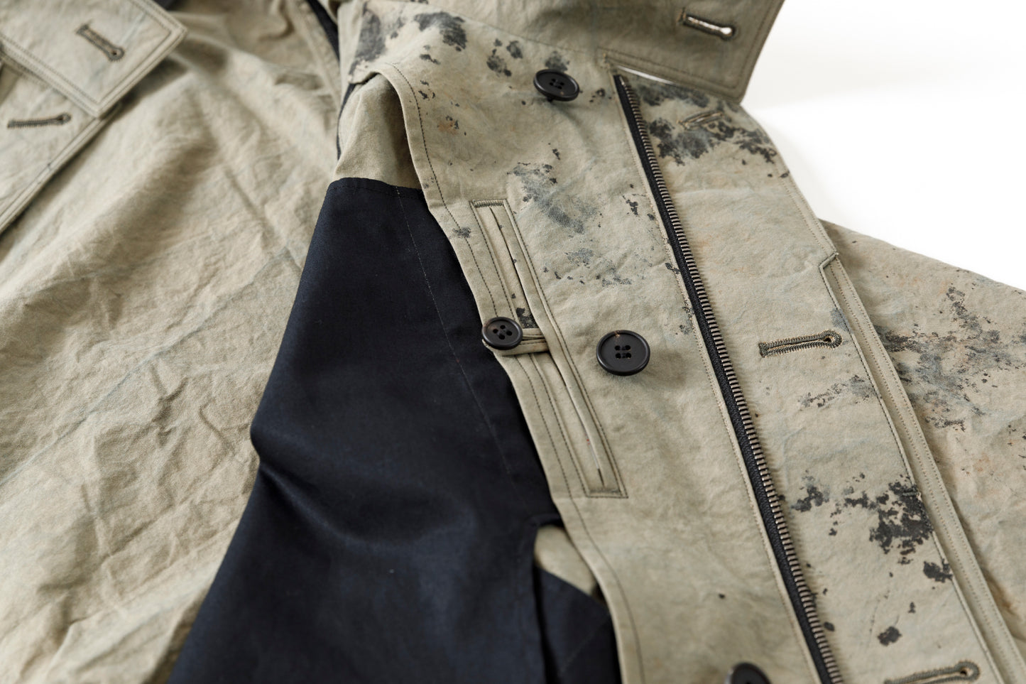 山内 25221 / 3wayシールドコットン・ジップジャケット - khaki × arimatsu black