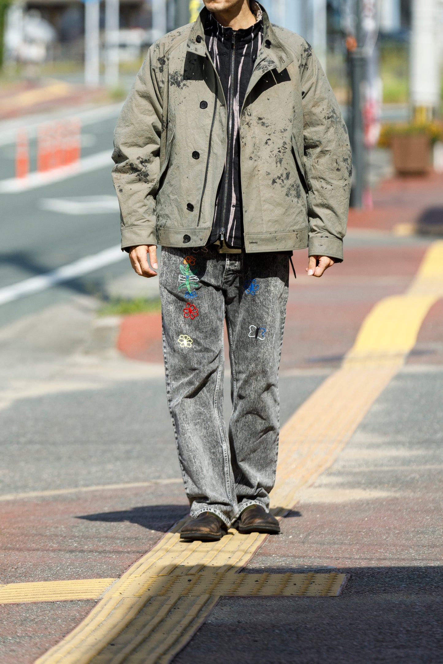 山内 25221 / 3wayシールドコットン・ジップジャケット - khaki × arimatsu black
