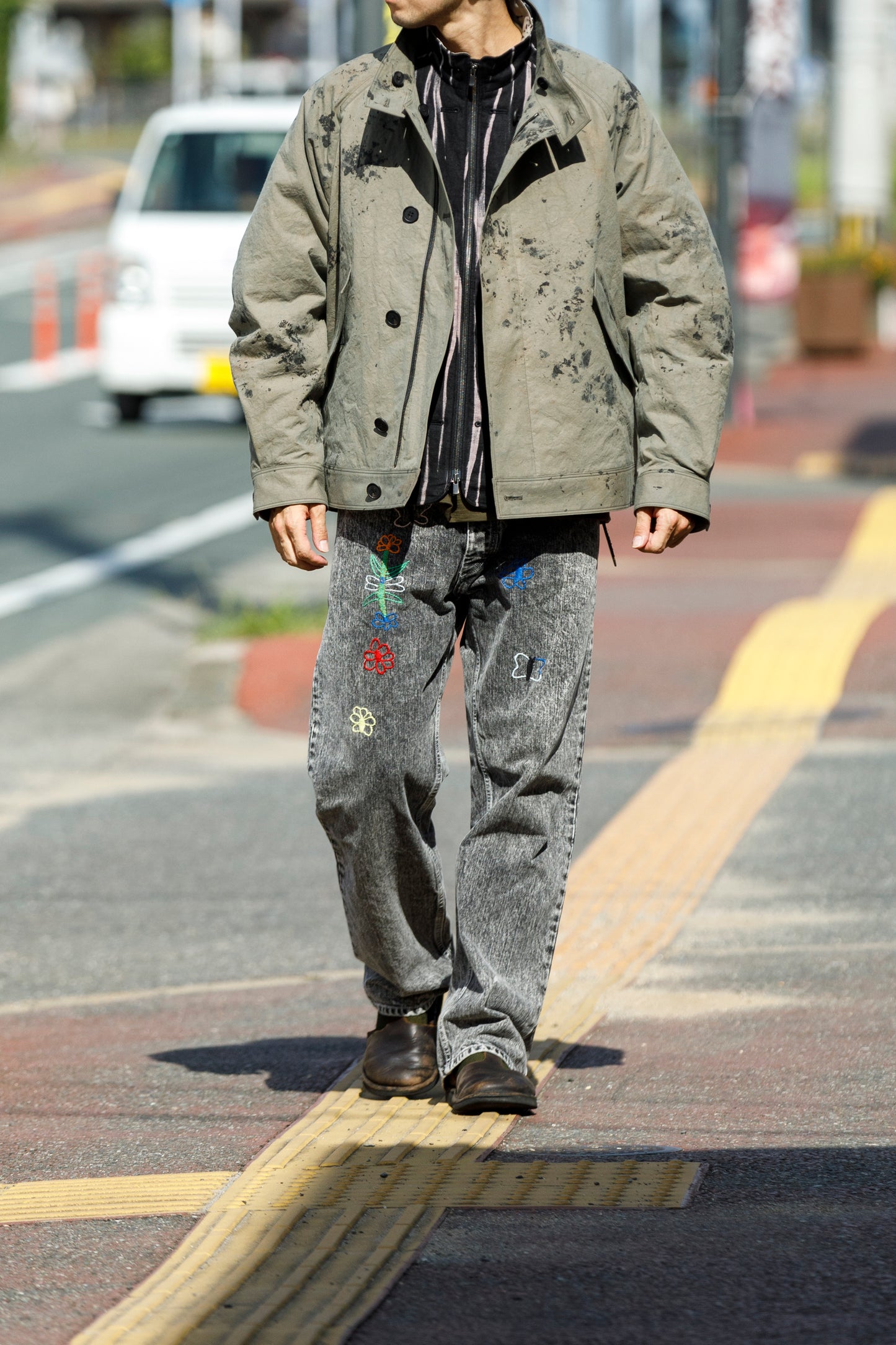 山内 25221 / 3wayシールドコットン・ジップジャケット - khaki × arimatsu black