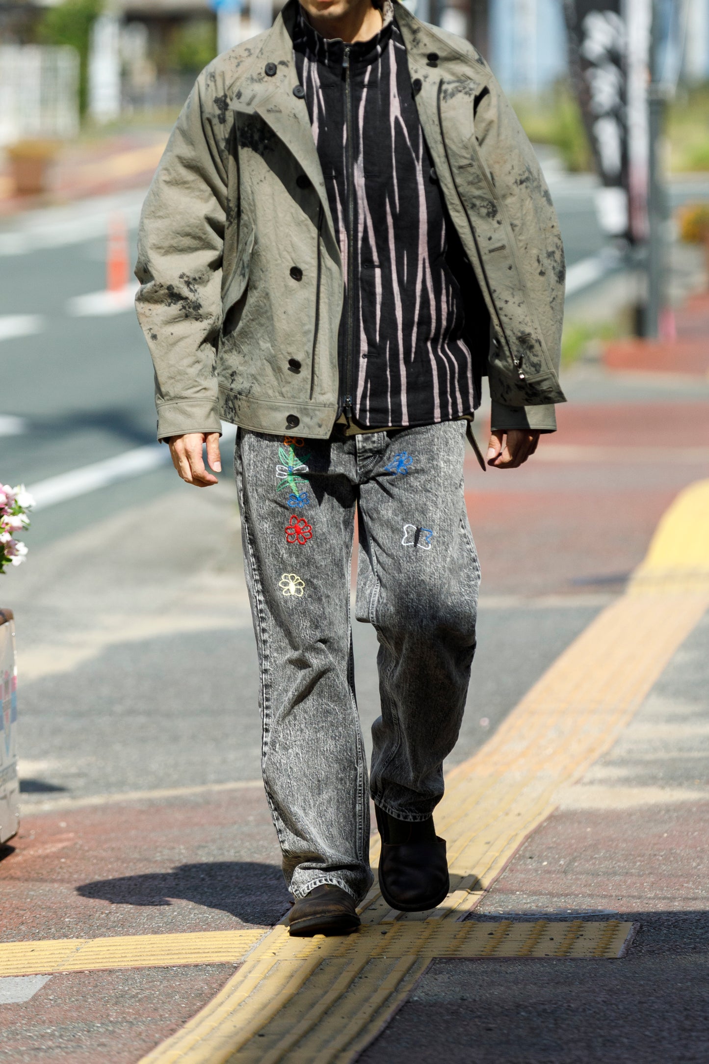 山内 25221 / 3wayシールドコットン・ジップジャケット - khaki × arimatsu black
