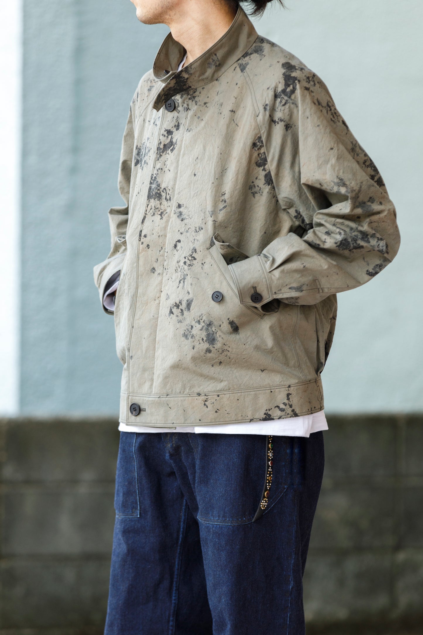 山内 25221 / 3wayシールドコットン・ジップジャケット - khaki × arimatsu black