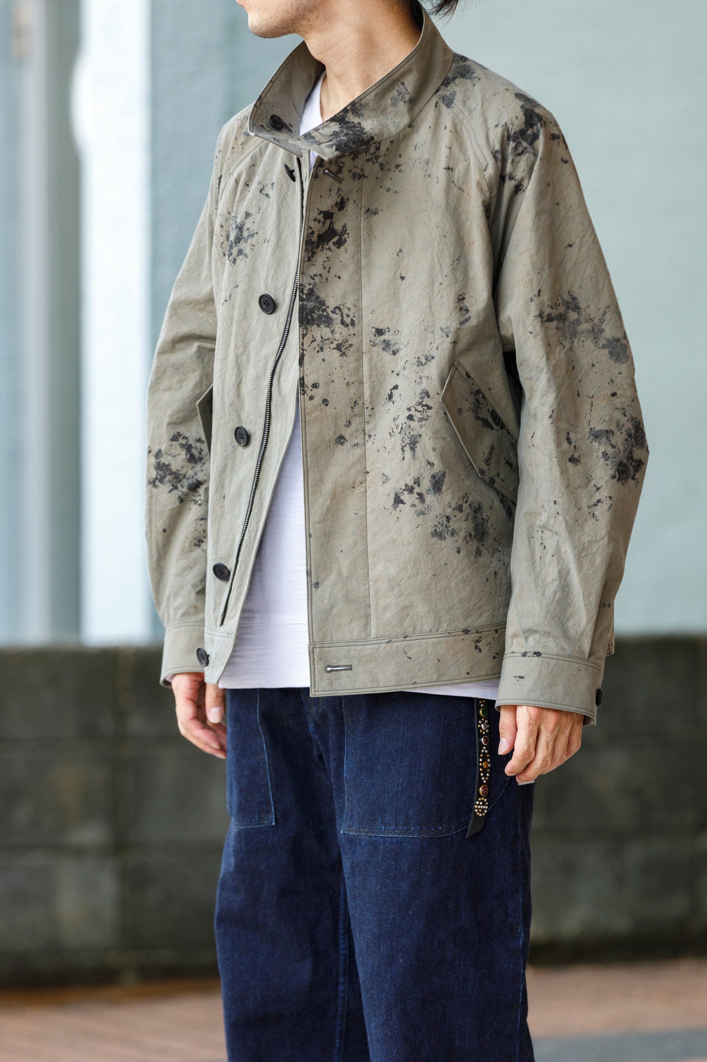山内 25221 / 3wayシールドコットン・ジップジャケット - khaki × arimatsu black