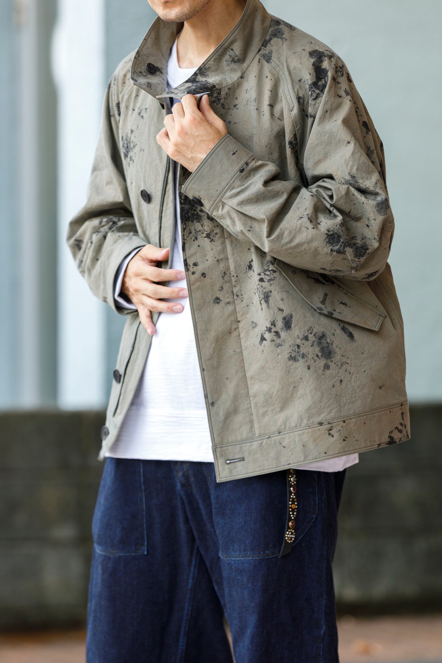 山内 25221 / 3wayシールドコットン・ジップジャケット - khaki × arimatsu black