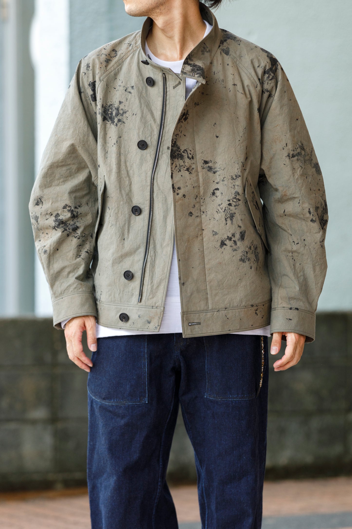 山内 25221 / 3wayシールドコットン・ジップジャケット - khaki × arimatsu black