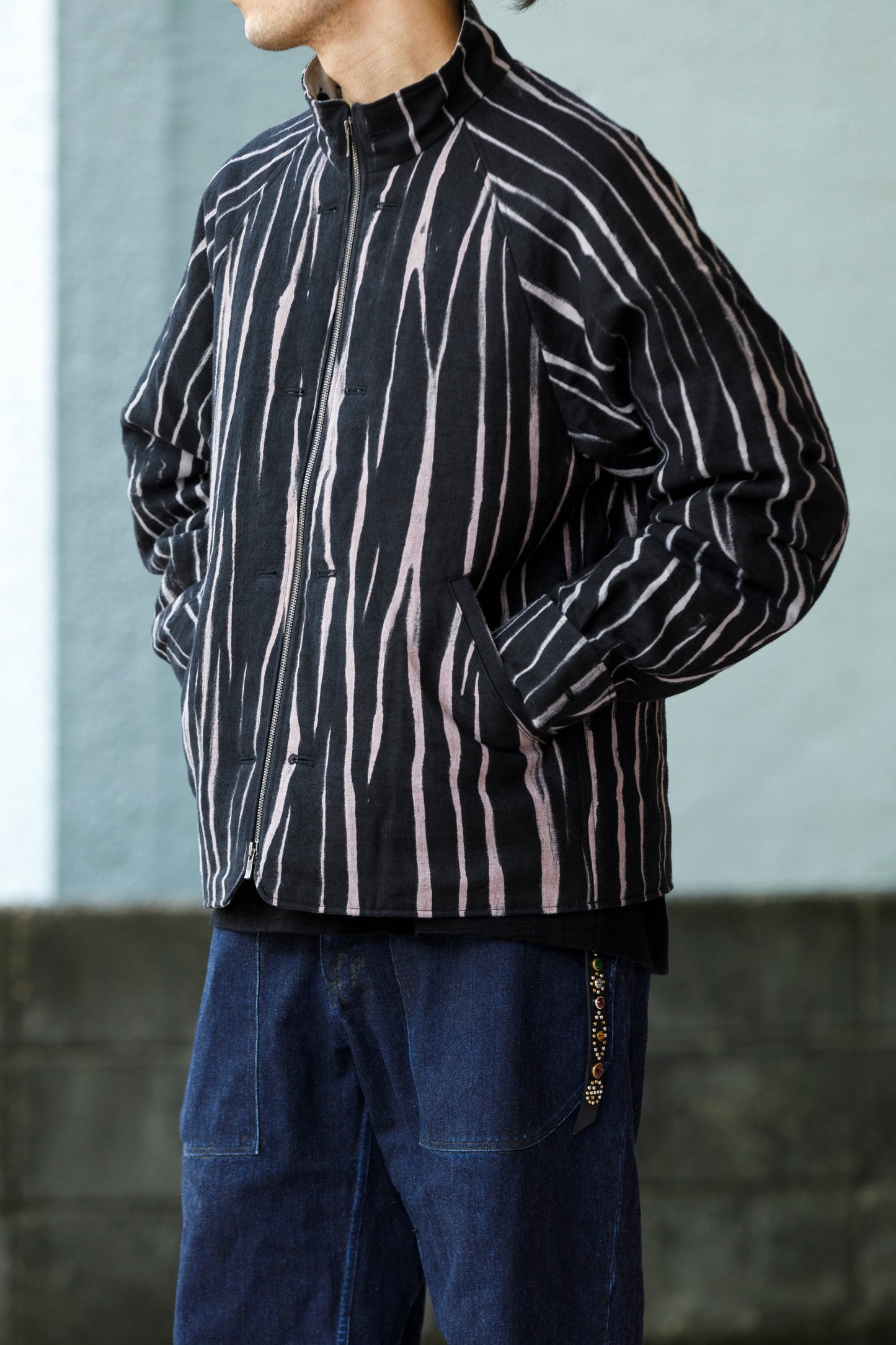 山内 25221 / 3wayシールドコットン・ジップジャケット - khaki × arimatsu black