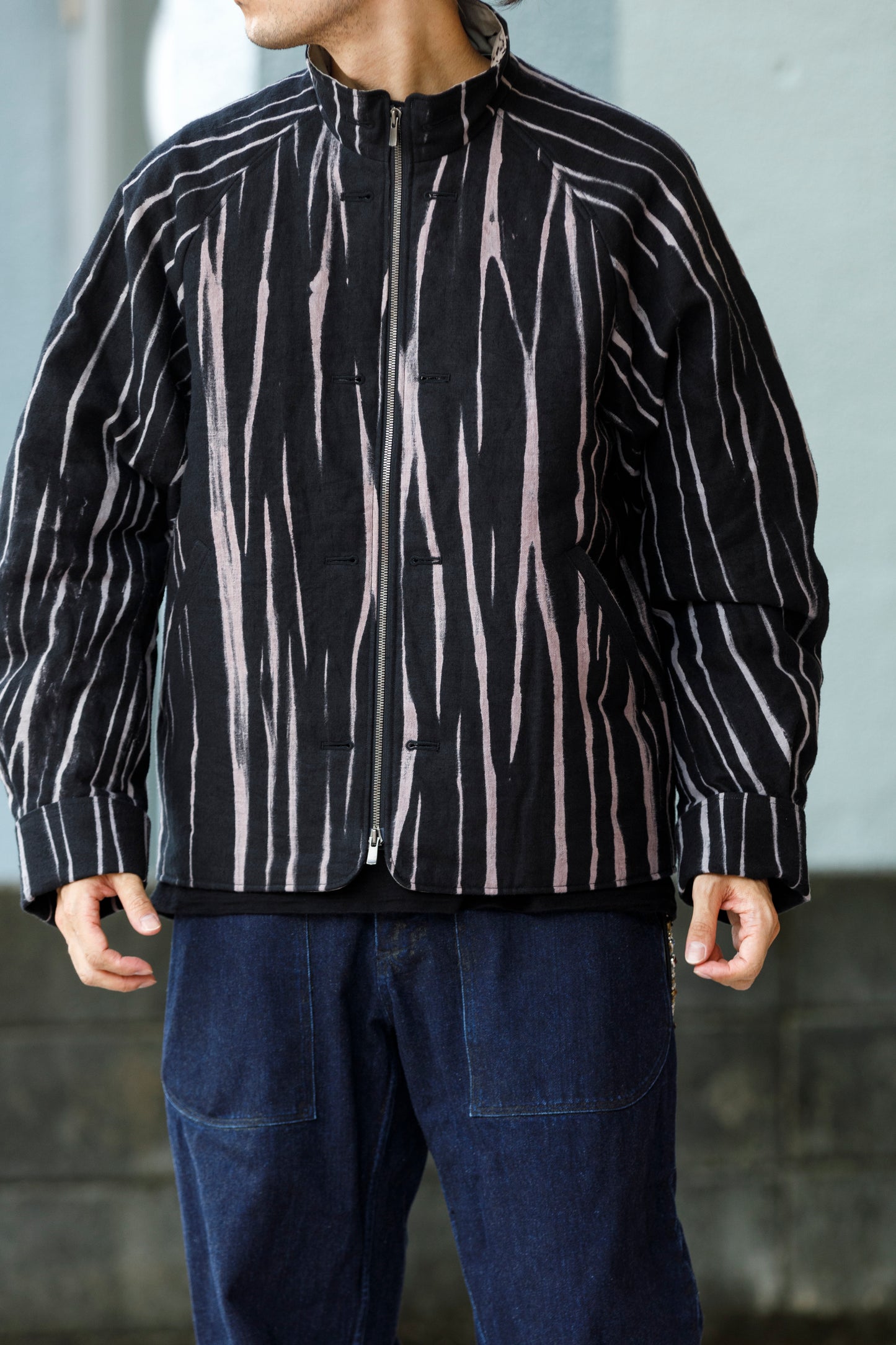 山内 25221 / 3wayシールドコットン・ジップジャケット - khaki × arimatsu black