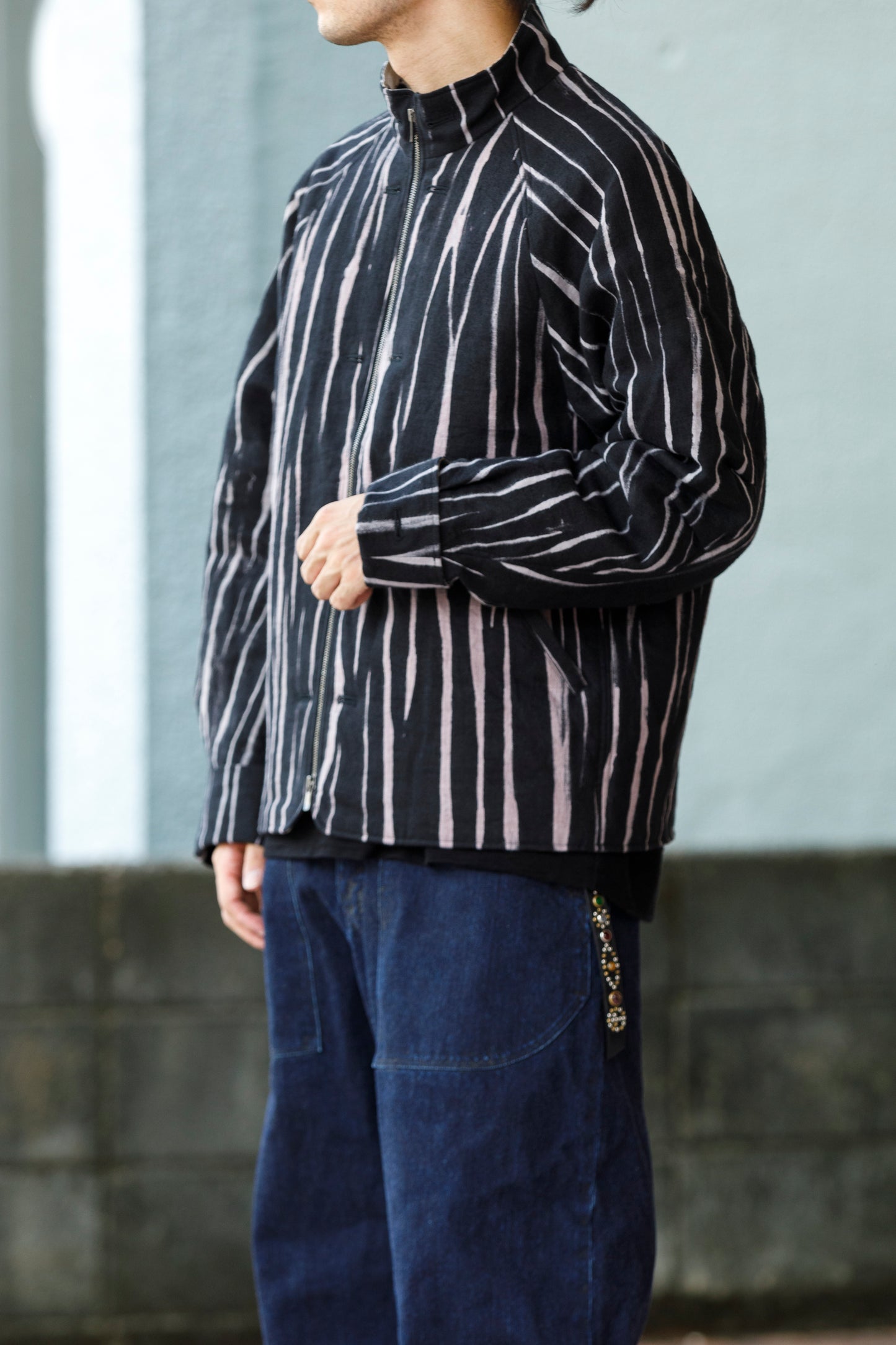 山内 25221 / 3wayシールドコットン・ジップジャケット - khaki × arimatsu black