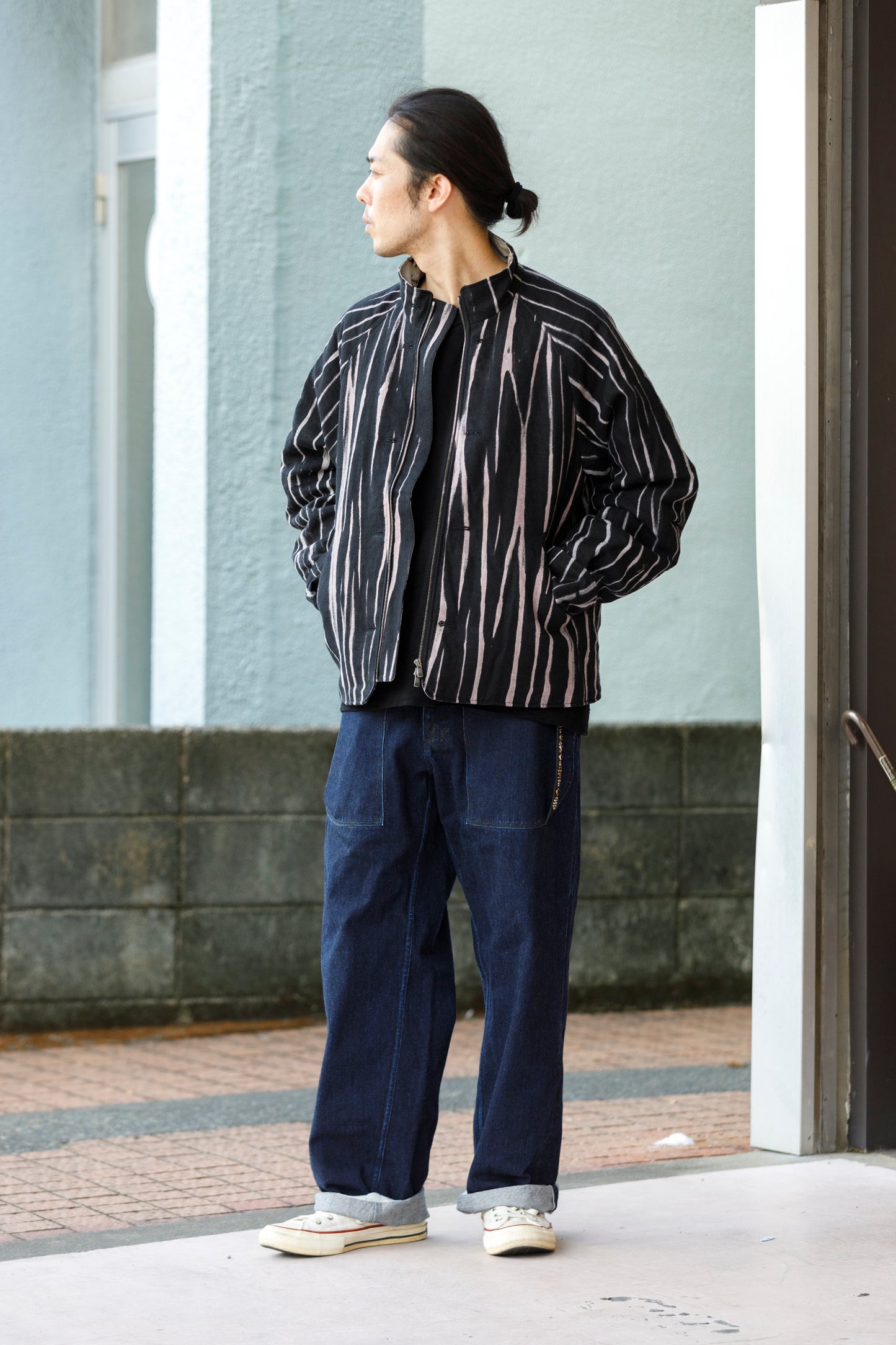 山内 25221 / 3wayシールドコットン・ジップジャケット - khaki × arimatsu black