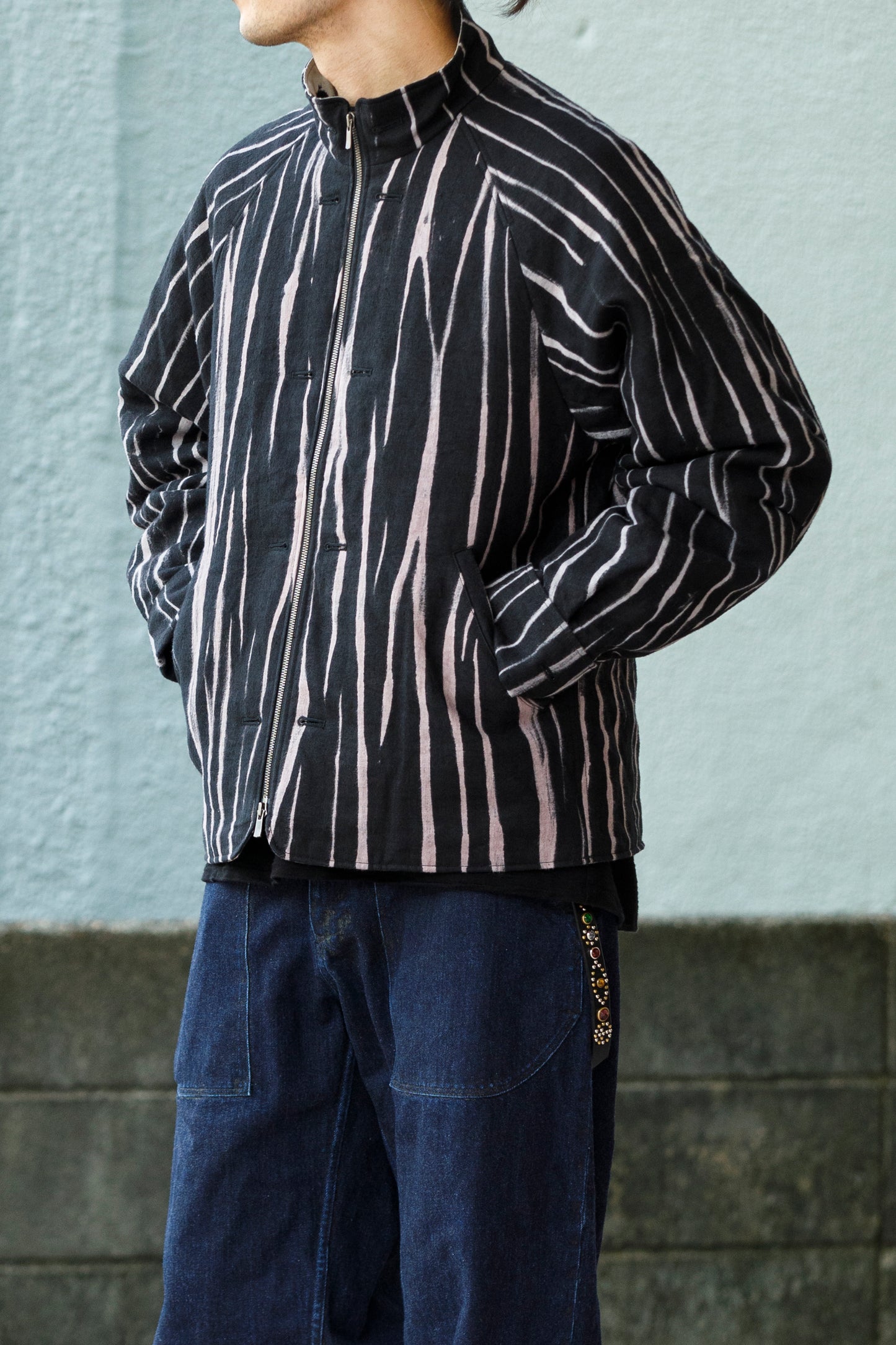 山内 25221 / 3wayシールドコットン・ジップジャケット - khaki × arimatsu black