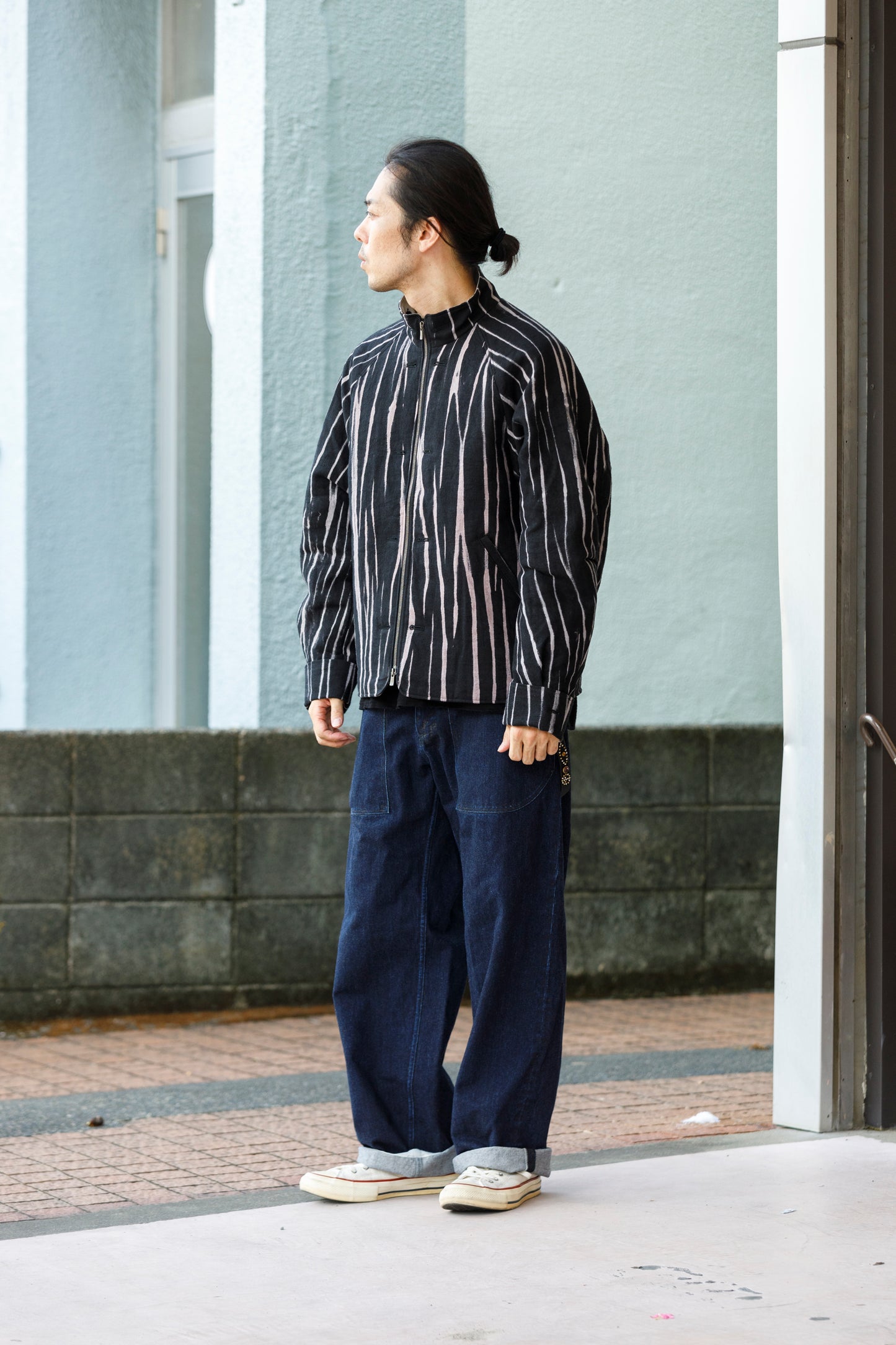 山内 25221 / 3wayシールドコットン・ジップジャケット - khaki × arimatsu black