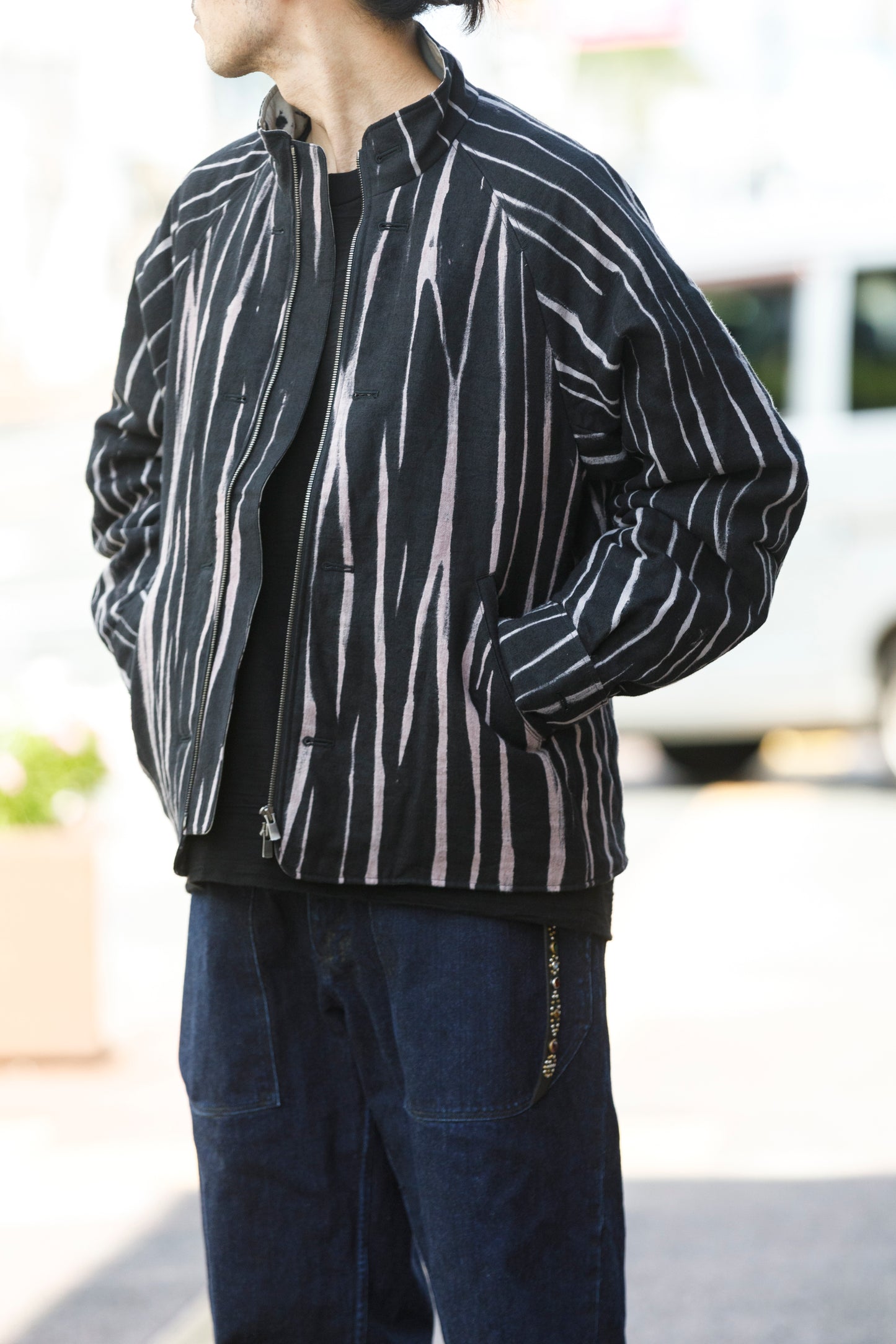 山内 25221 / 3wayシールドコットン・ジップジャケット - khaki × arimatsu black