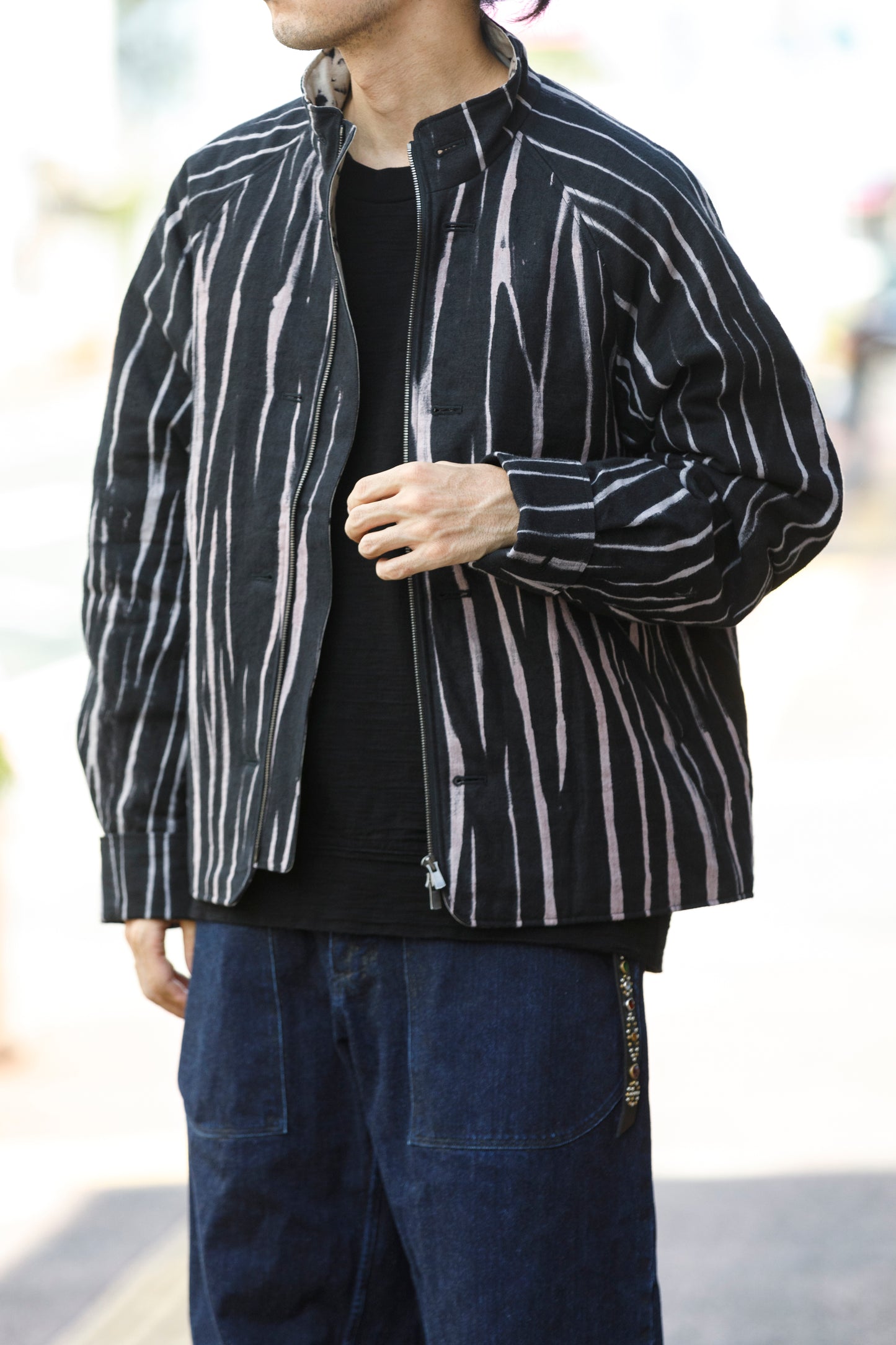 山内 25221 / 3wayシールドコットン・ジップジャケット - khaki × arimatsu black