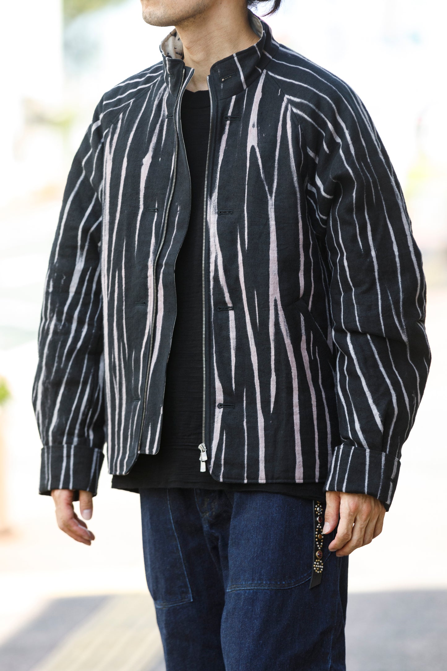 山内 25221 / 3wayシールドコットン・ジップジャケット - khaki × arimatsu black
