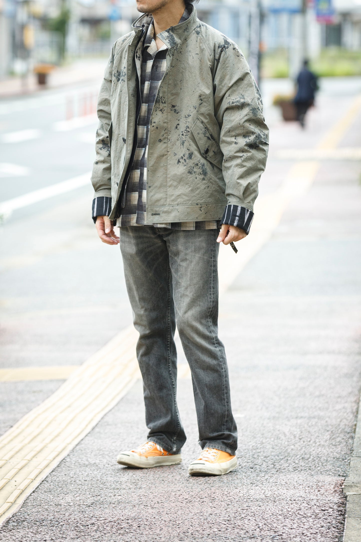 山内 25221 / 3wayシールドコットン・ジップジャケット - khaki × arimatsu black