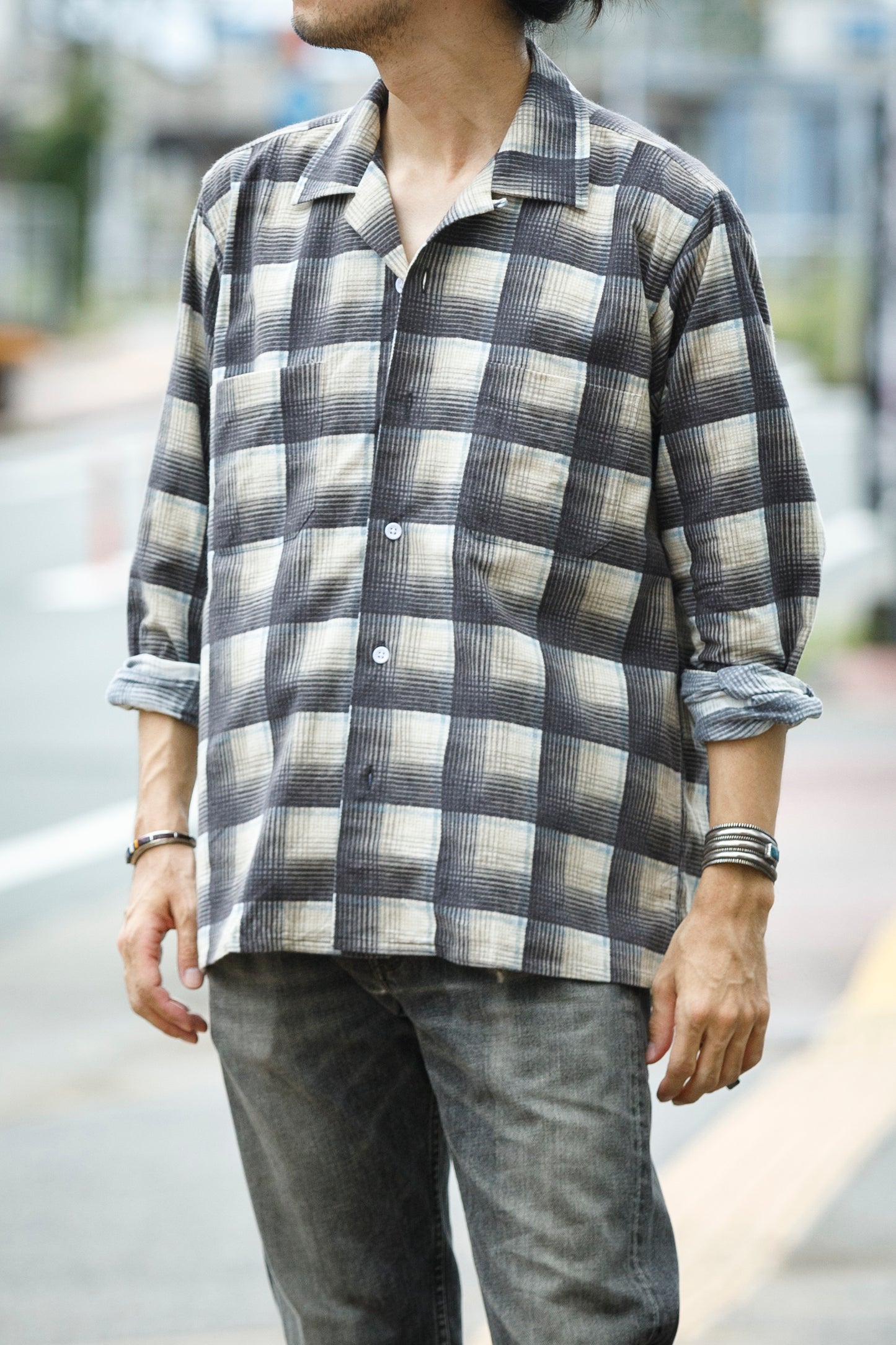 MOJITO / ABSHINTH SHIRT_cotton flannel plaid - Gray