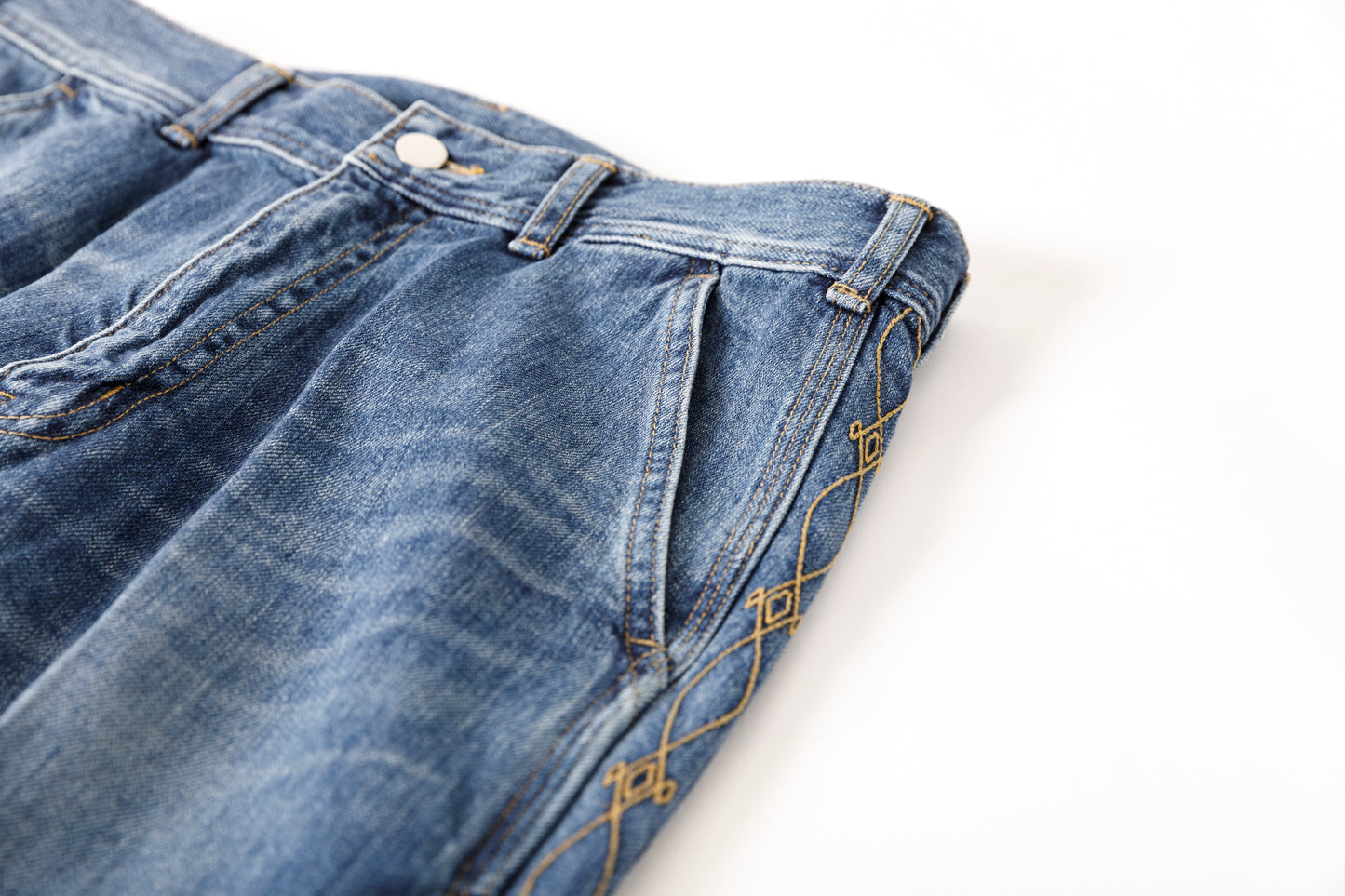 SARTO / 252-20003 EMBROIDERY DENIM PANTS - WASHED INDIGO