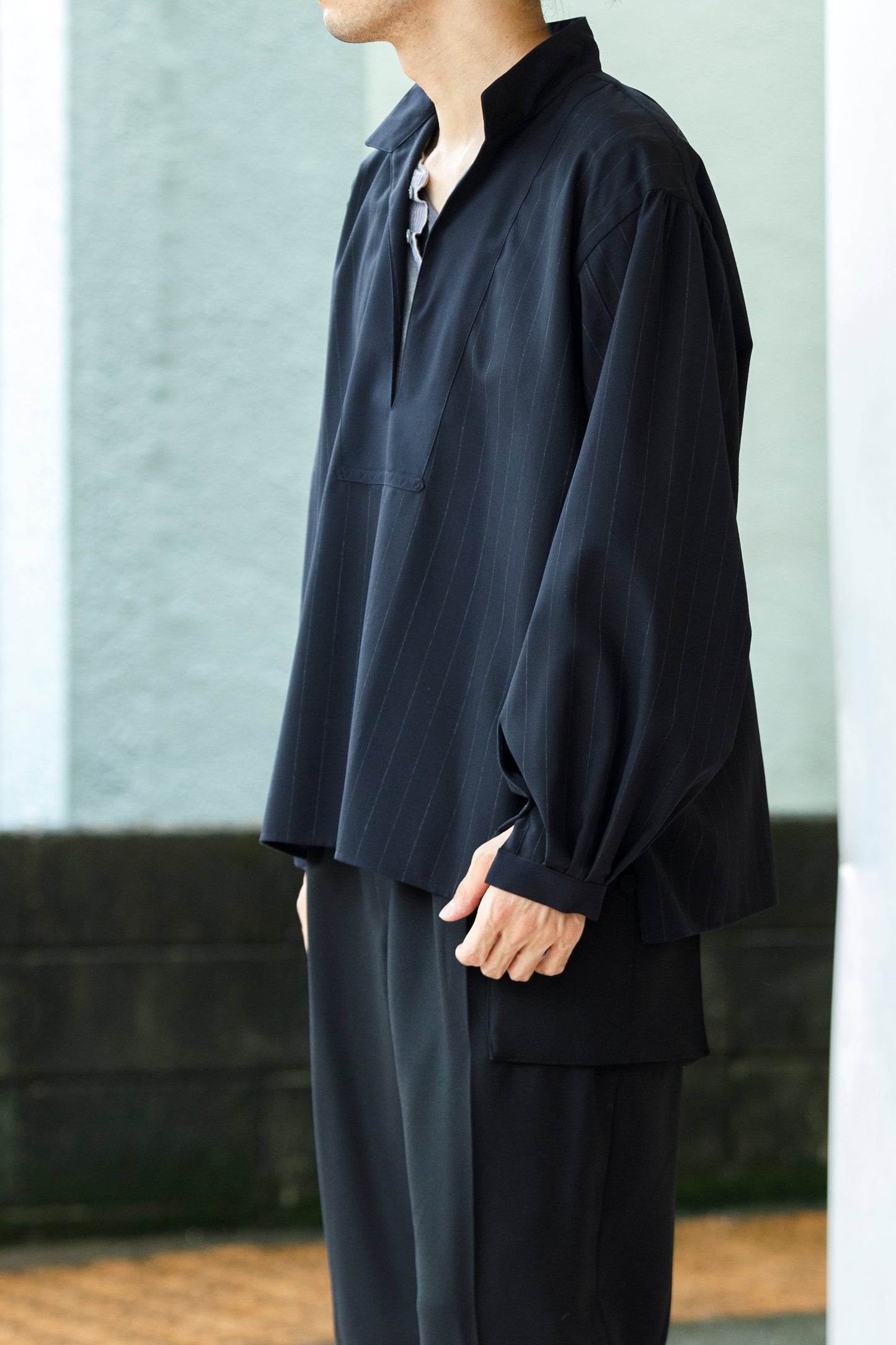 SARTO / 242-13001 SKIPPER PULL OVER(HARD TWISTED WOOL) - NAVY CHALK STRIPE