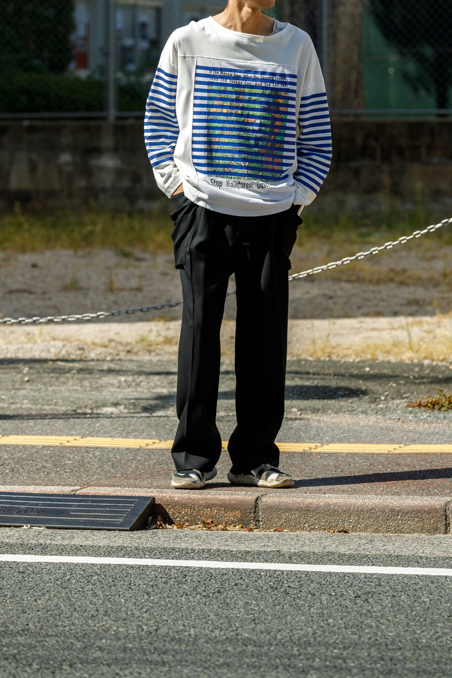CHANGES CH1055 Remake Border Long Sleeve T - White Type A