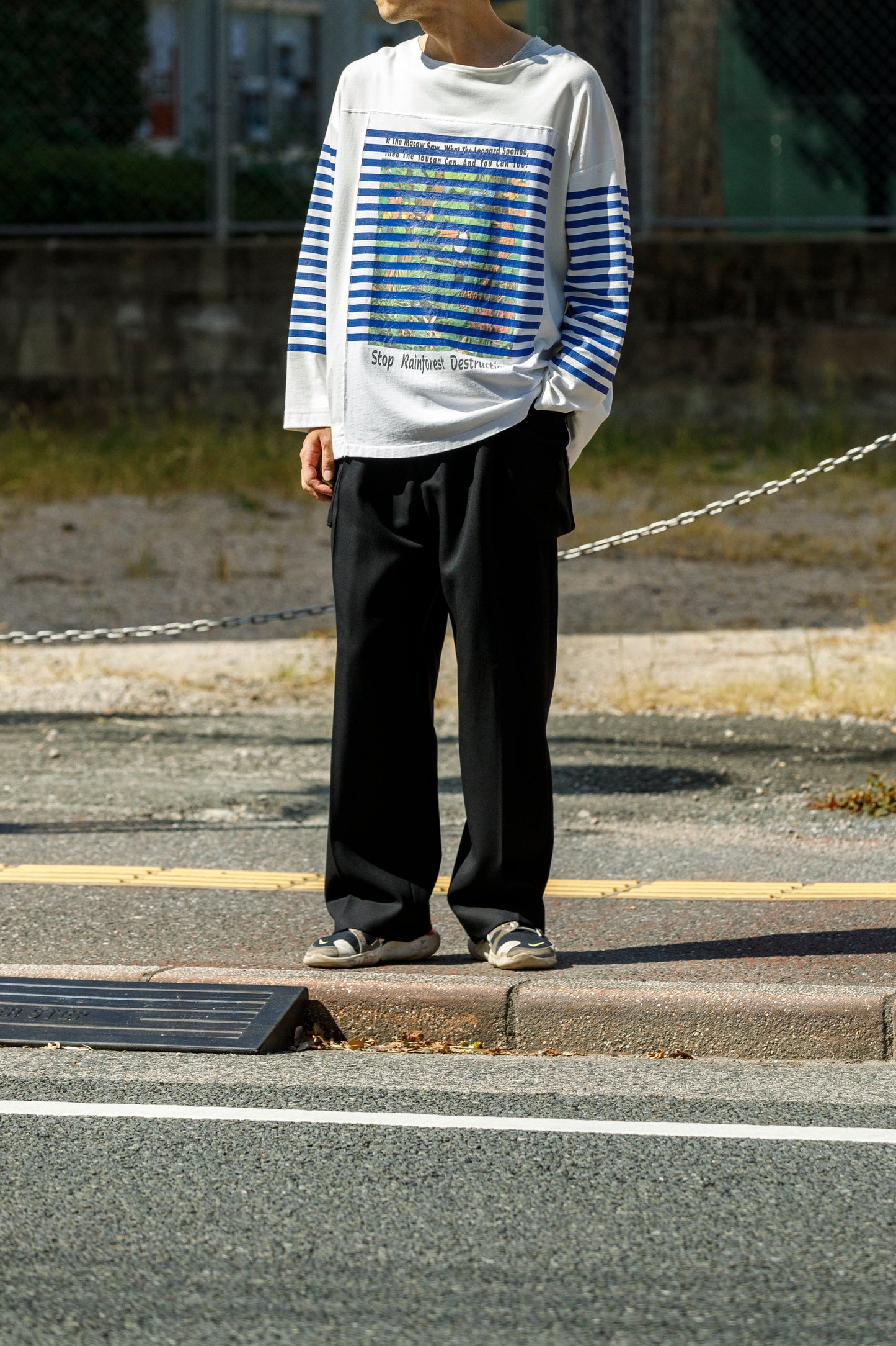 CHANGES CH1055 Remake Border Long Sleeve T - White Type A