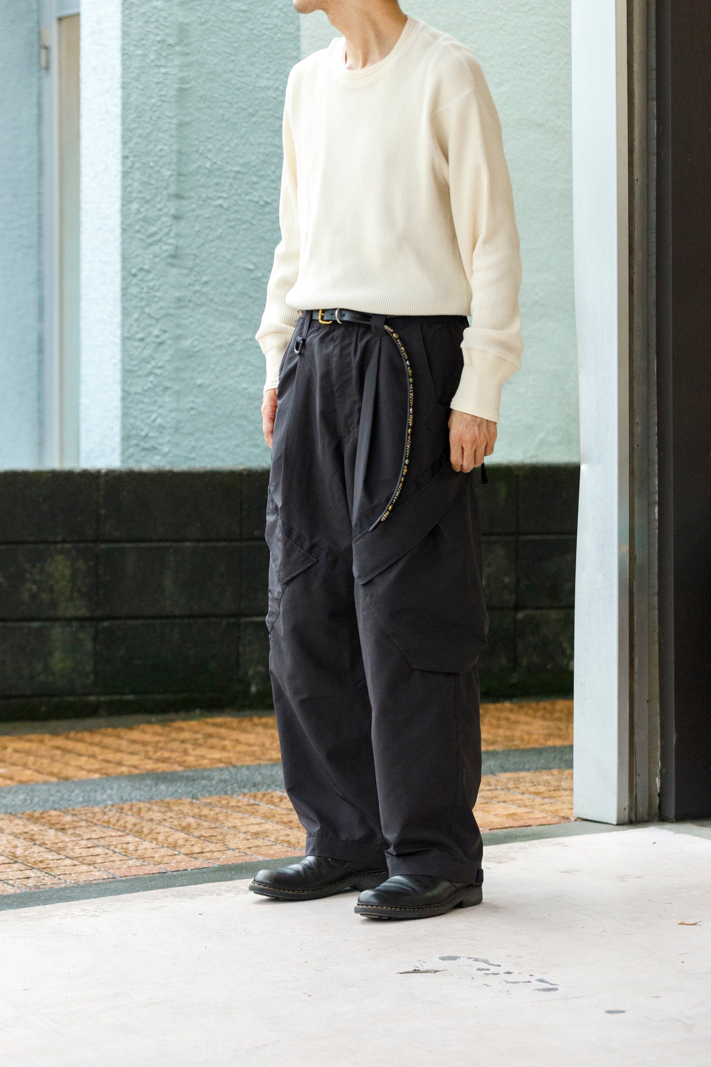 WONDER ROOM WWA-001 "WAFFLE" l/s waffle thermal tee - Ivory