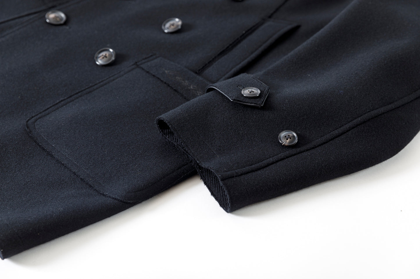 SARTO / 242-06001 HEAVY WOOL CASHMERE MELTON P-COAT - BLACK