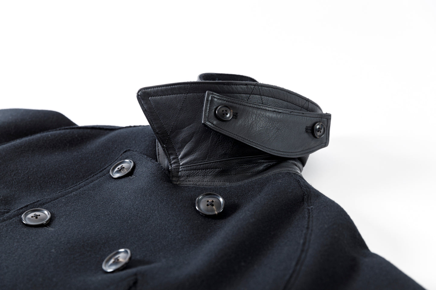 SARTO / 242-06001 HEAVY WOOL CASHMERE MELTON P-COAT - BLACK