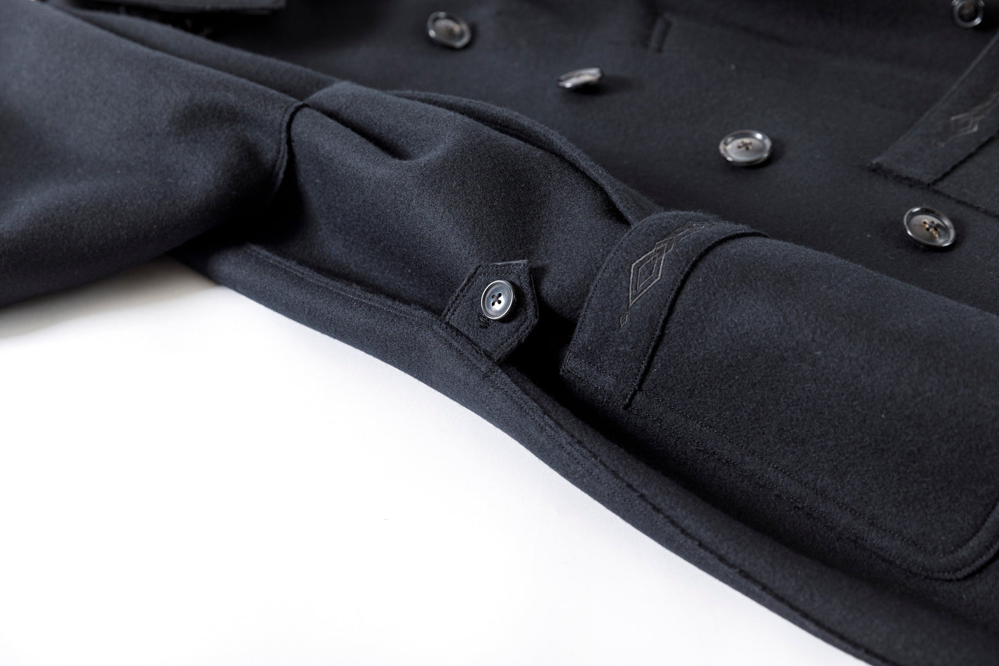 SARTO / 242-06001 HEAVY WOOL CASHMERE MELTON P-COAT - BLACK