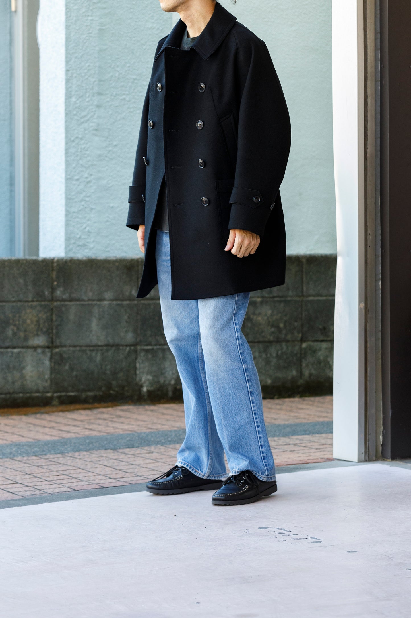 SARTO / 242-06001 HEAVY WOOL CASHMERE MELTON P-COAT - BLACK